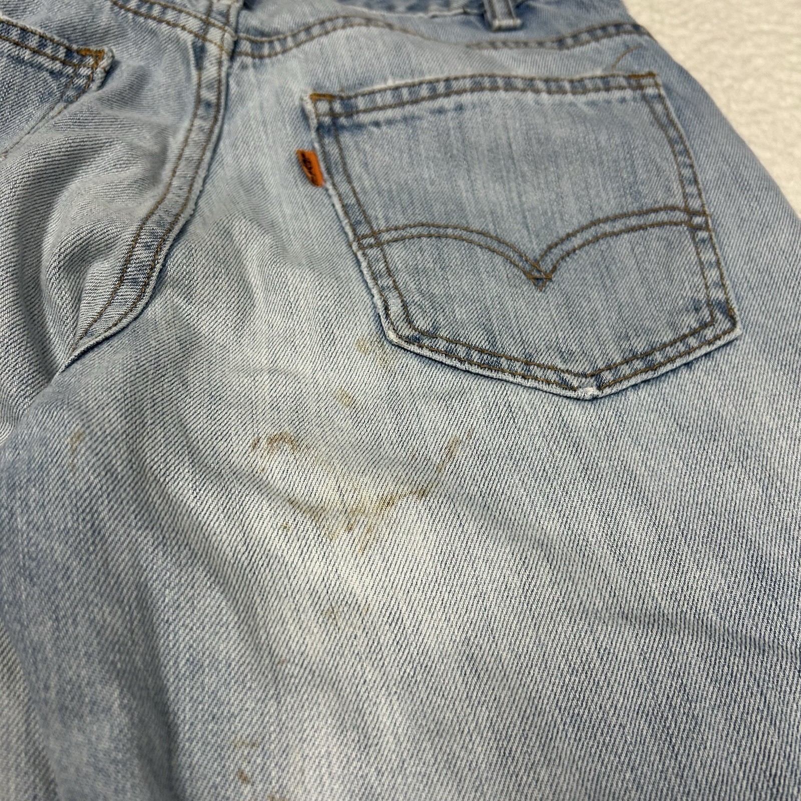 Vtg Levis Orange Tab Flare Leg Jeans Womens Sz 29 Light Wash Blue Denim Casual