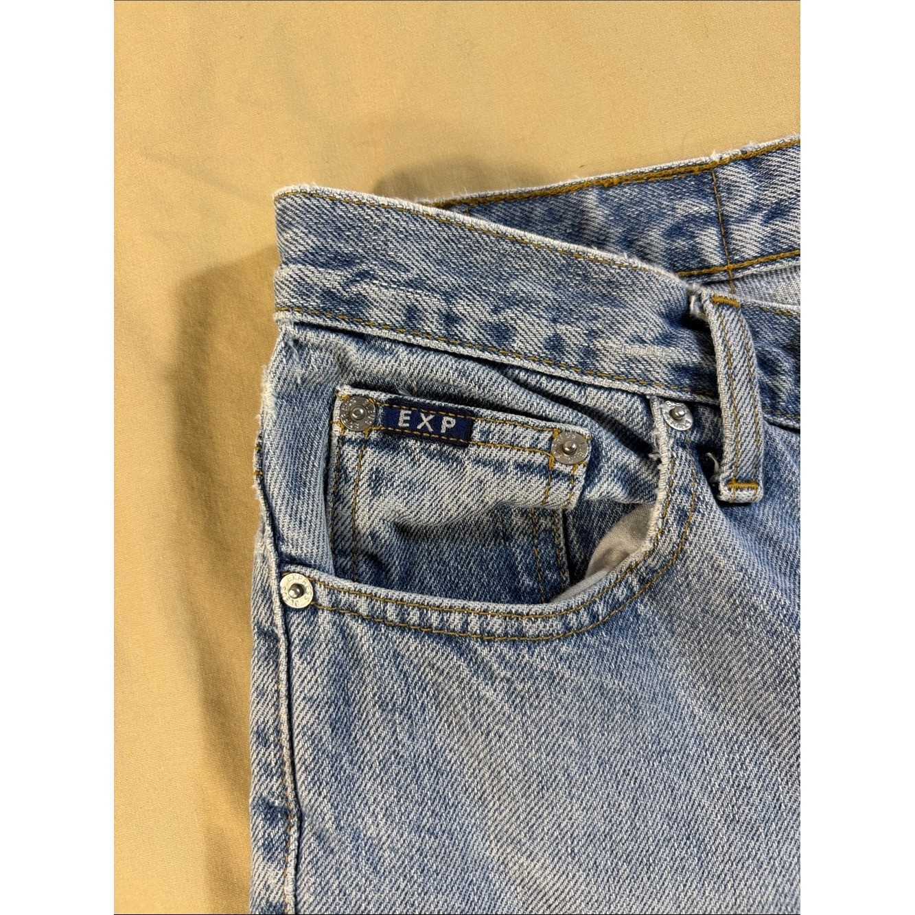 Vintage 90s Express Bleus Bootcut Light Wash Rigid 100% Cotton Denim 5/6S Petite