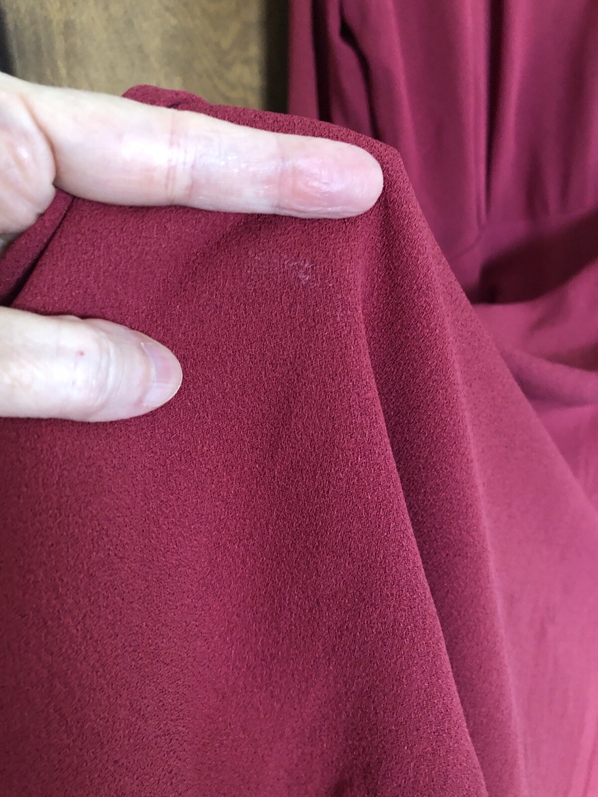 VTG 1940s Pomegranate RED Rayon Crepe Bias-Cut SWING DRESS w/ASYMMETRIC Buttons
