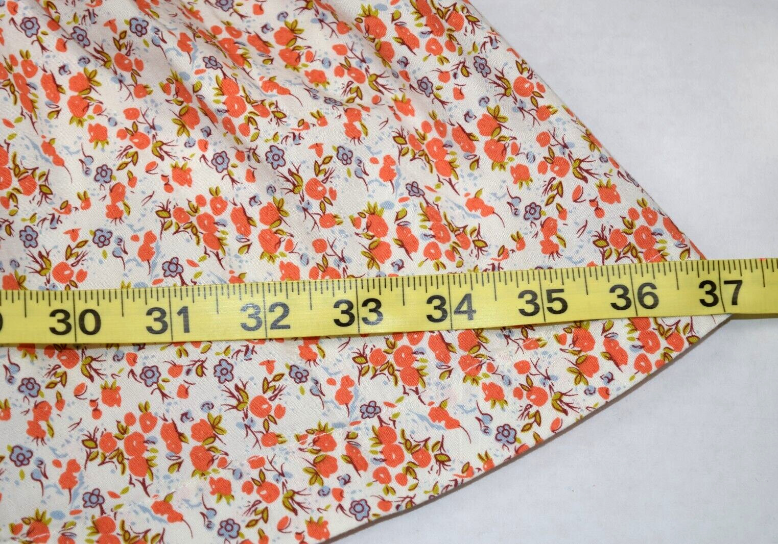 Vintage Dress Size S 70s Peachy Orange White Floral Skirt Crisscross Back