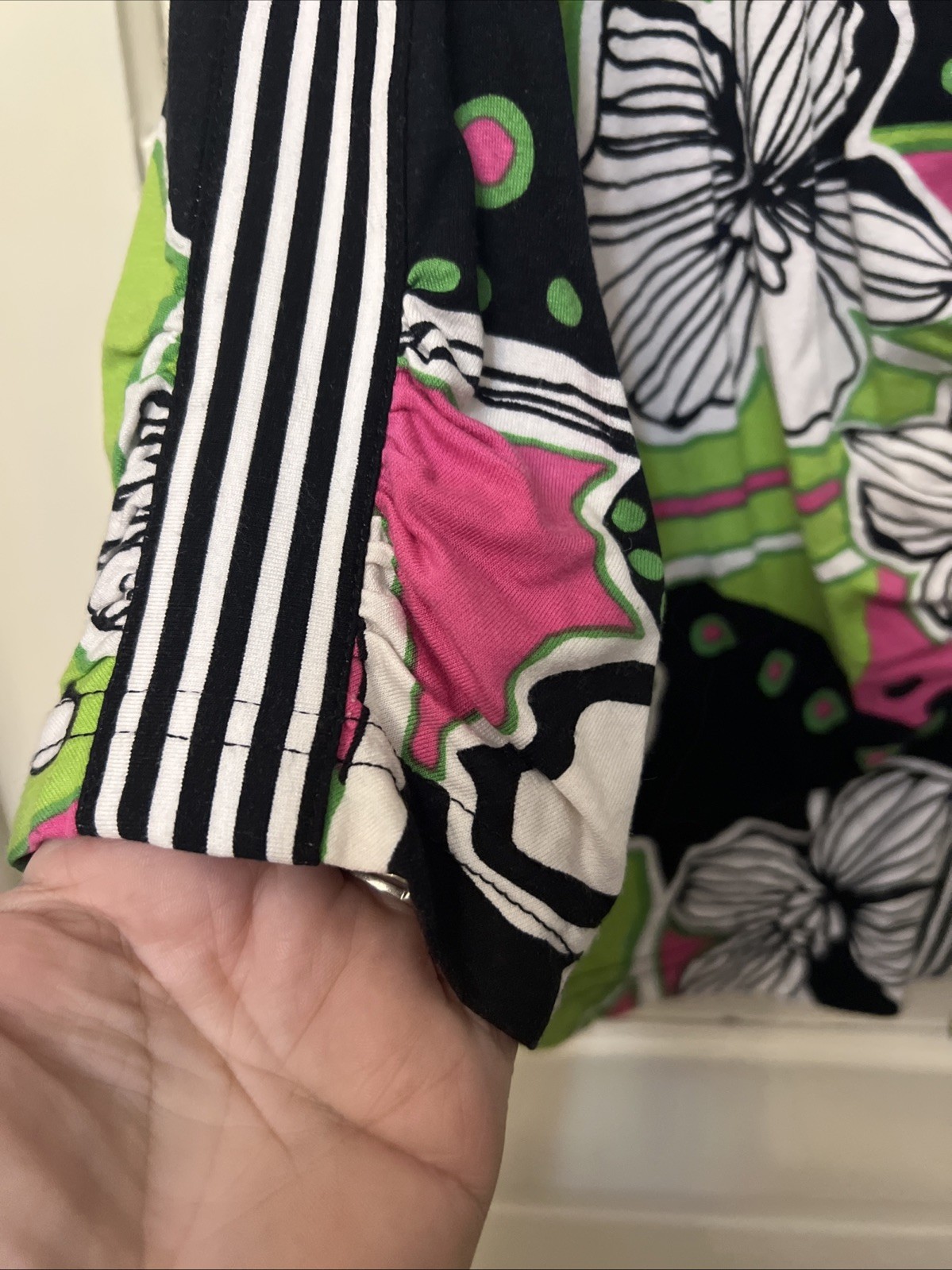 Vtg Y2K Joseph Ribkoff Artsy Quirky Statement BLK Stripe Floral slim Zip-up S 12
