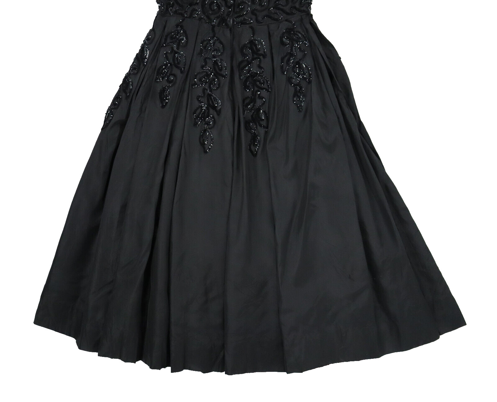 Vintage 50s EMMA DOMB USA Women’s XS 2 Black Taffeta Sequin Midi Party Dress
