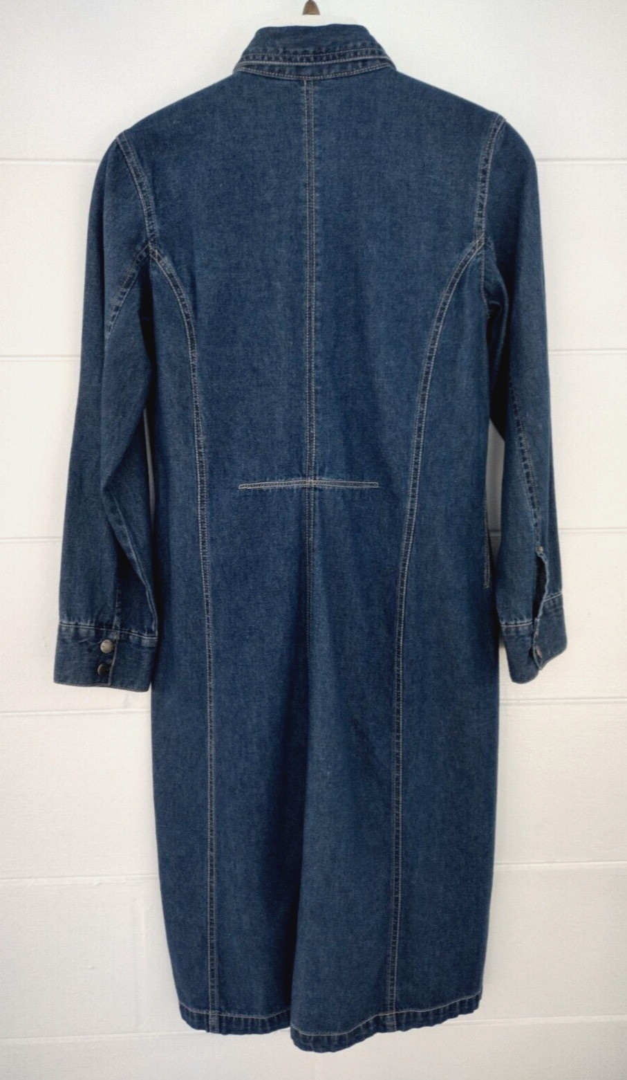 Vtg 90s Y2k Adriana Denim Jean Shirt Dress Snap Front Dark Wash Duster S Rodeo