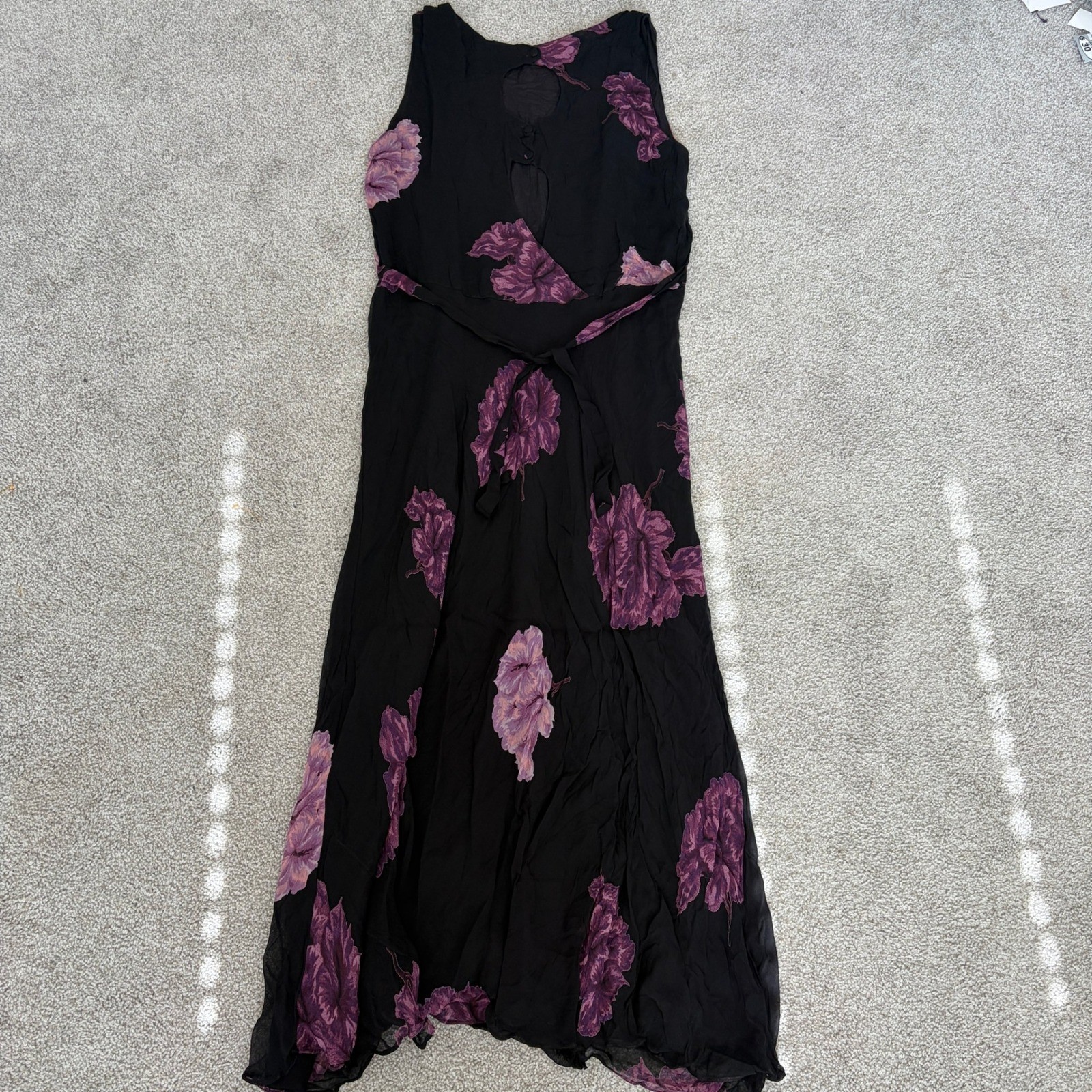 Vintage Starina Maxi Dress Womens 18 Black Purple Floral Witchy Fairy Grunge