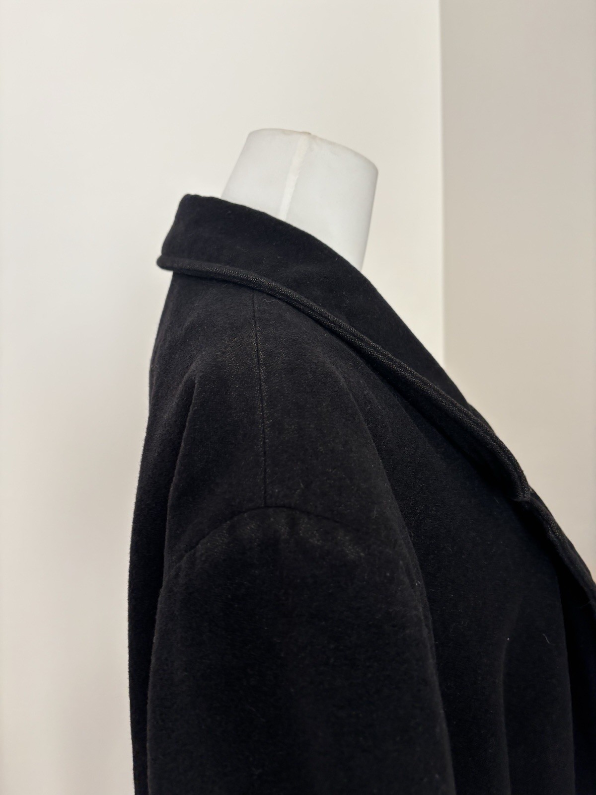 Vintage Riki Nathan Black Wool Cashmere Blend Longline Trench Coat M/L Business