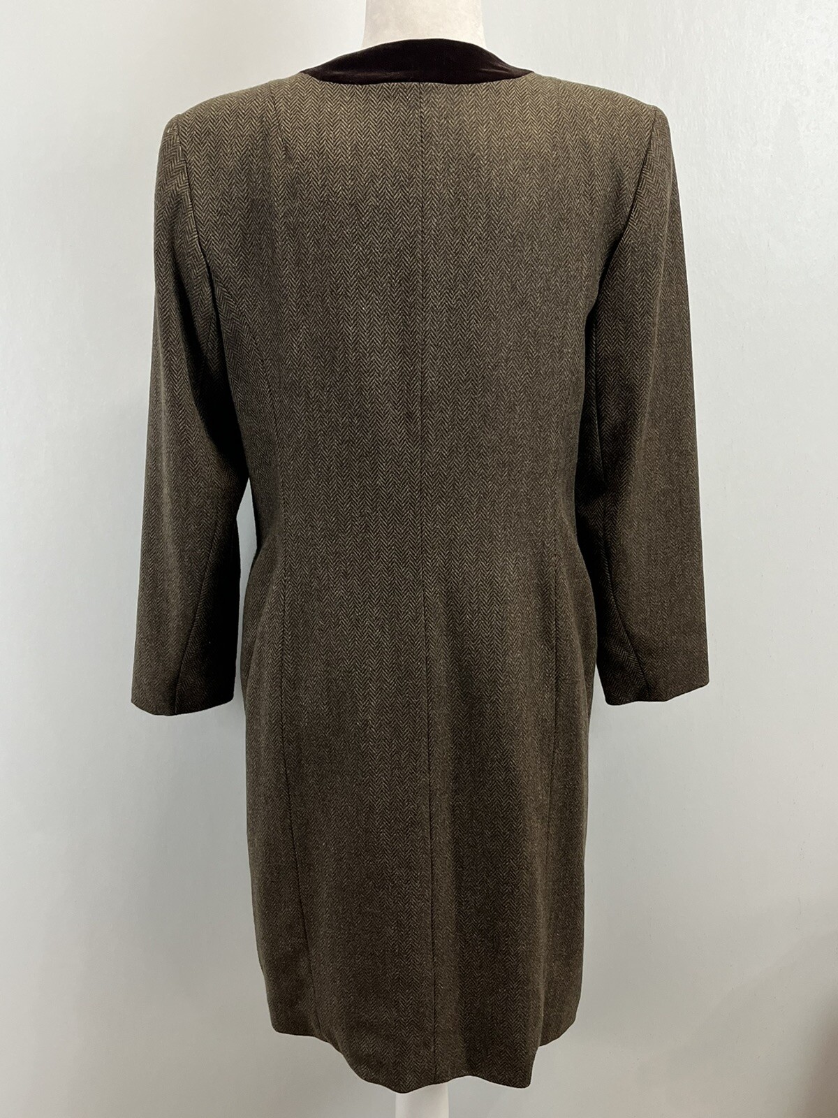 Vintage Frances Heffernan 100% Wool Dress Sz Medium Herringbone Double Breasted