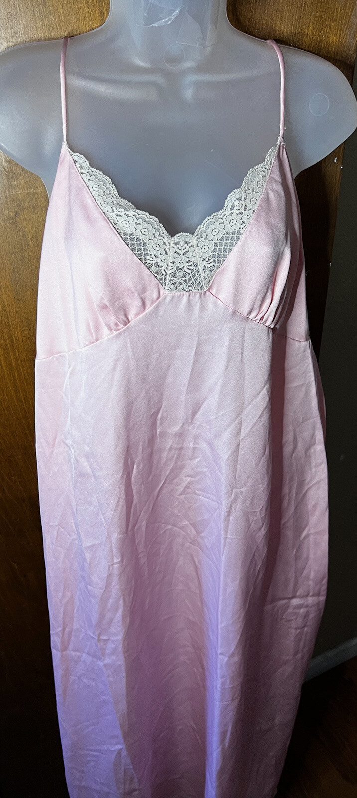 Intime Of California Satin Smooth Vintage Long Pink Nightgown Large