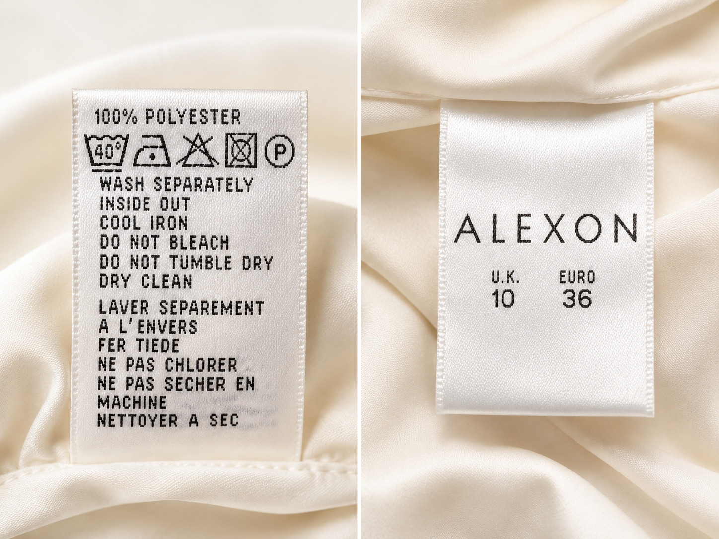 Vintage Alexon Ivory Satin Blouse UK 10 Euro 36 Pearl Buttons 1980s 1990s