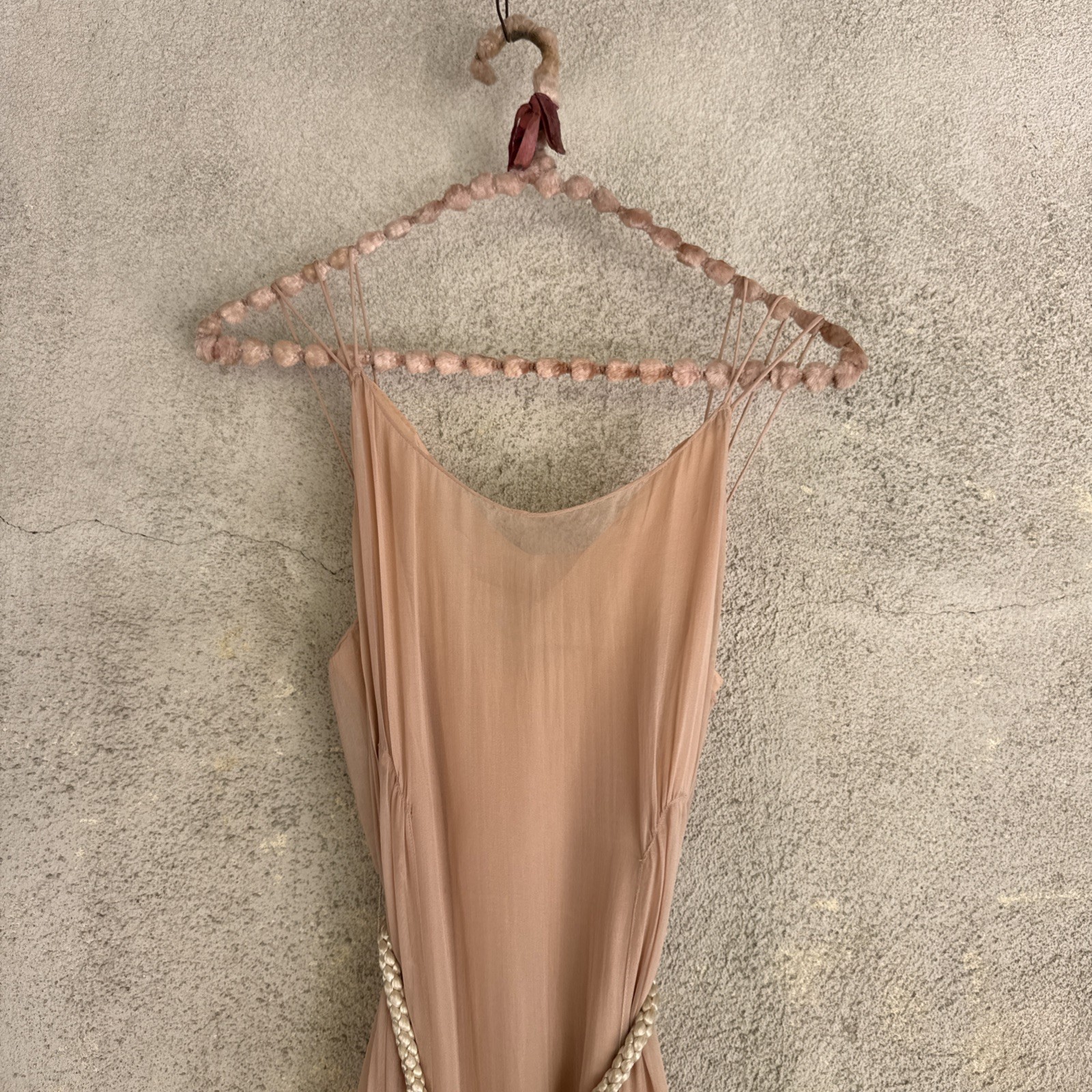 Vintage 1930s Lightest Pink Silk Chiffon Gown Triple Strap Maxi Fairy Dress
