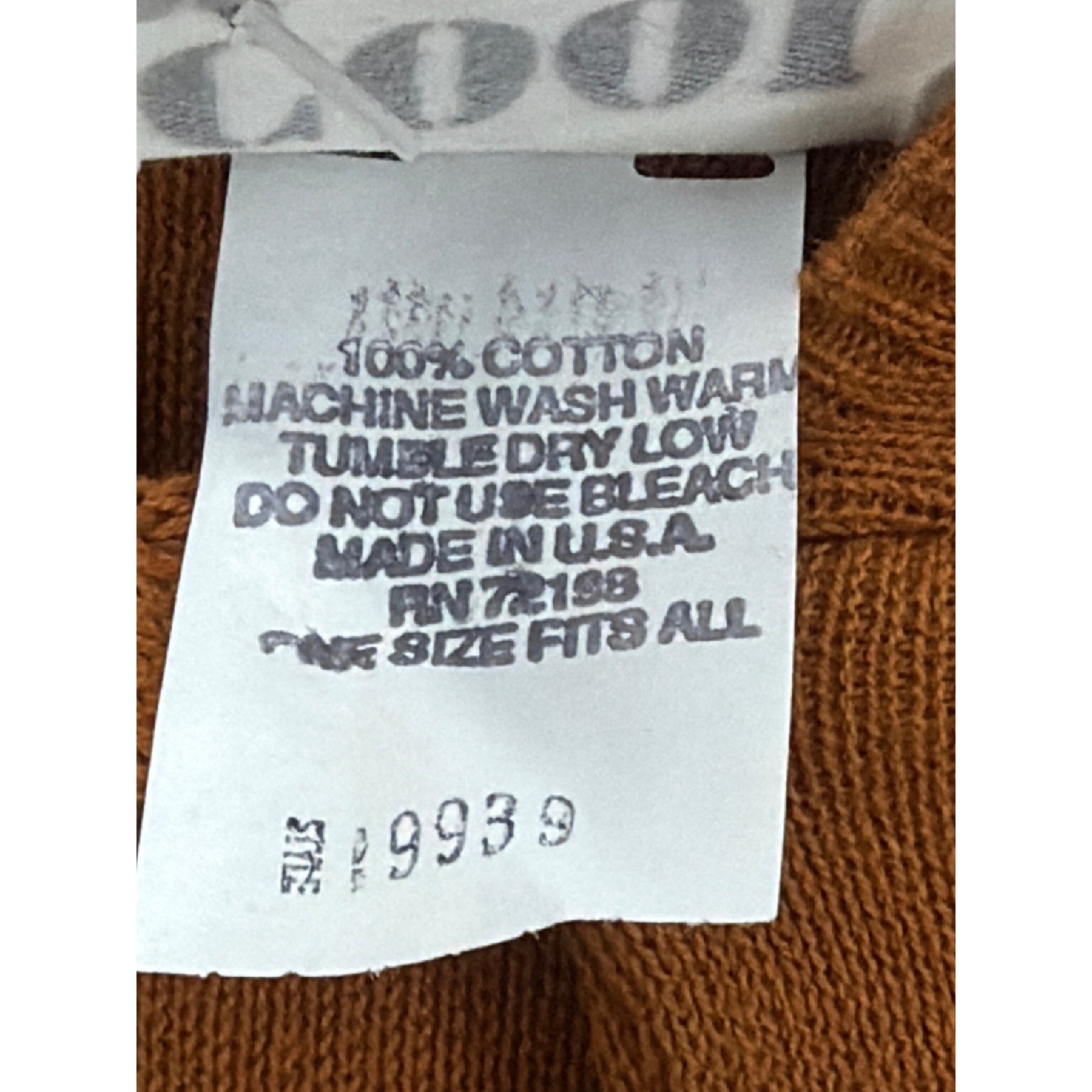 VTG Cool Wear Burnt Orange Hooded Keyhole Sweater Top 100% Cotton Made in USA OS