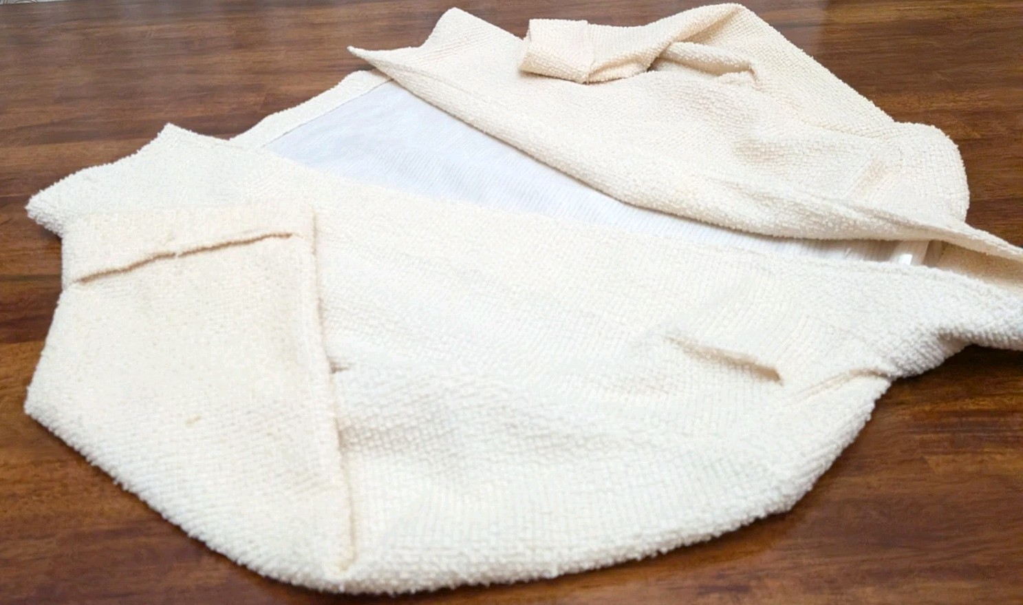 VTG 1970’s Casual Corner Jacket Cardigan Women Medium Cream Boucle Open Front