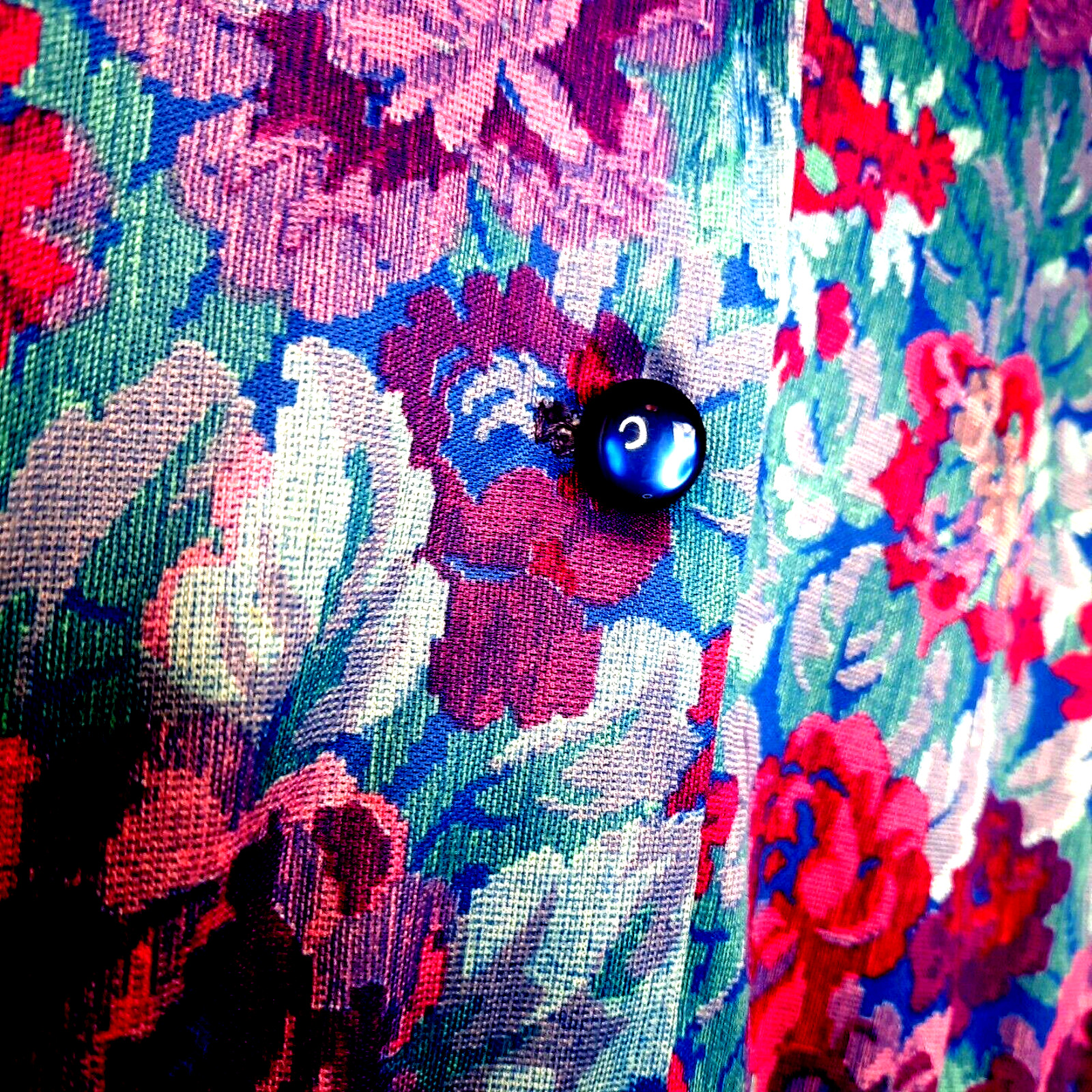 Vtg 70s Whirlaway Floral Pleated Secretary Dress Size 12 Blue Purple Secretary