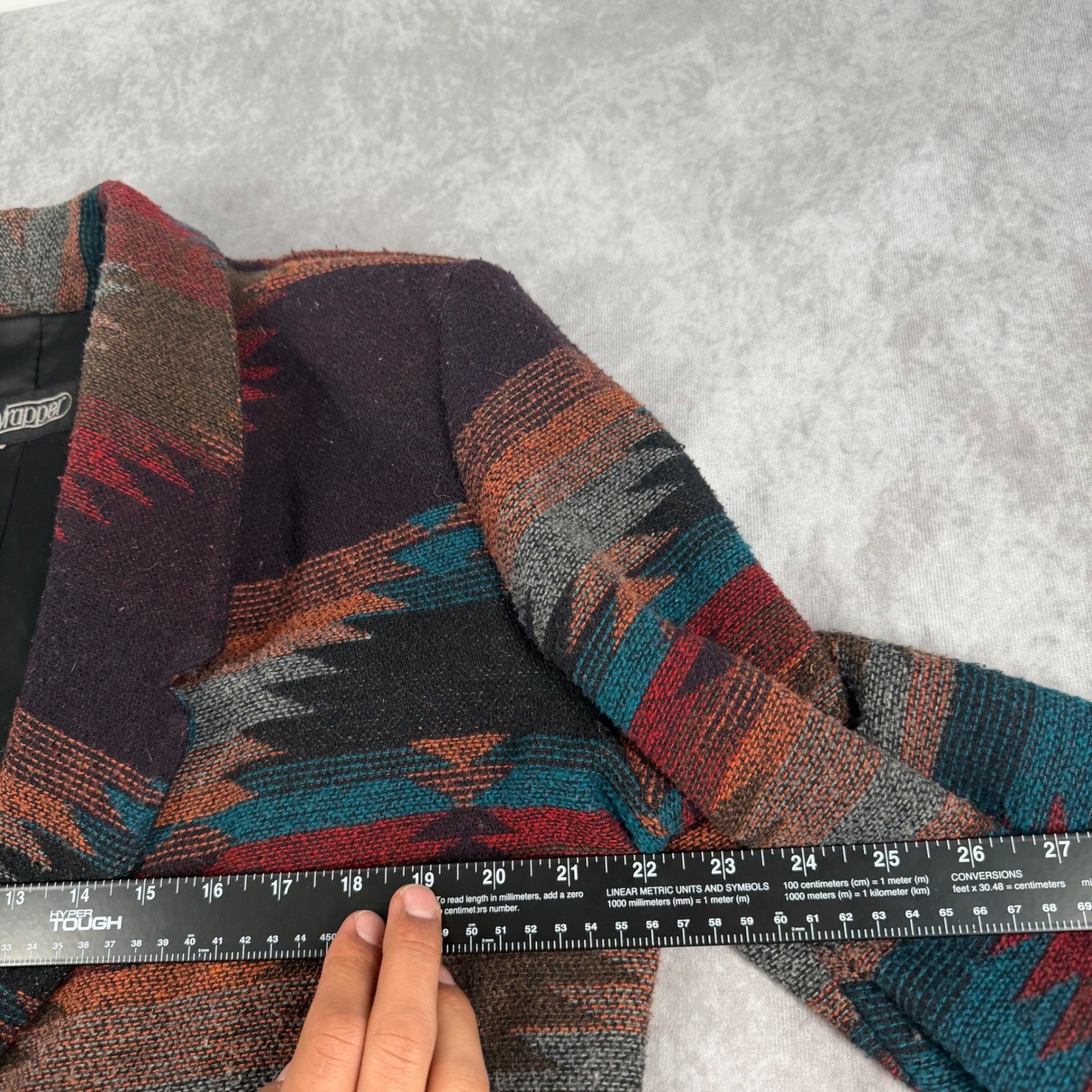 Vintage Wrapper USA Southwestern Aztec Blanket Blazer Jacket Multi Color