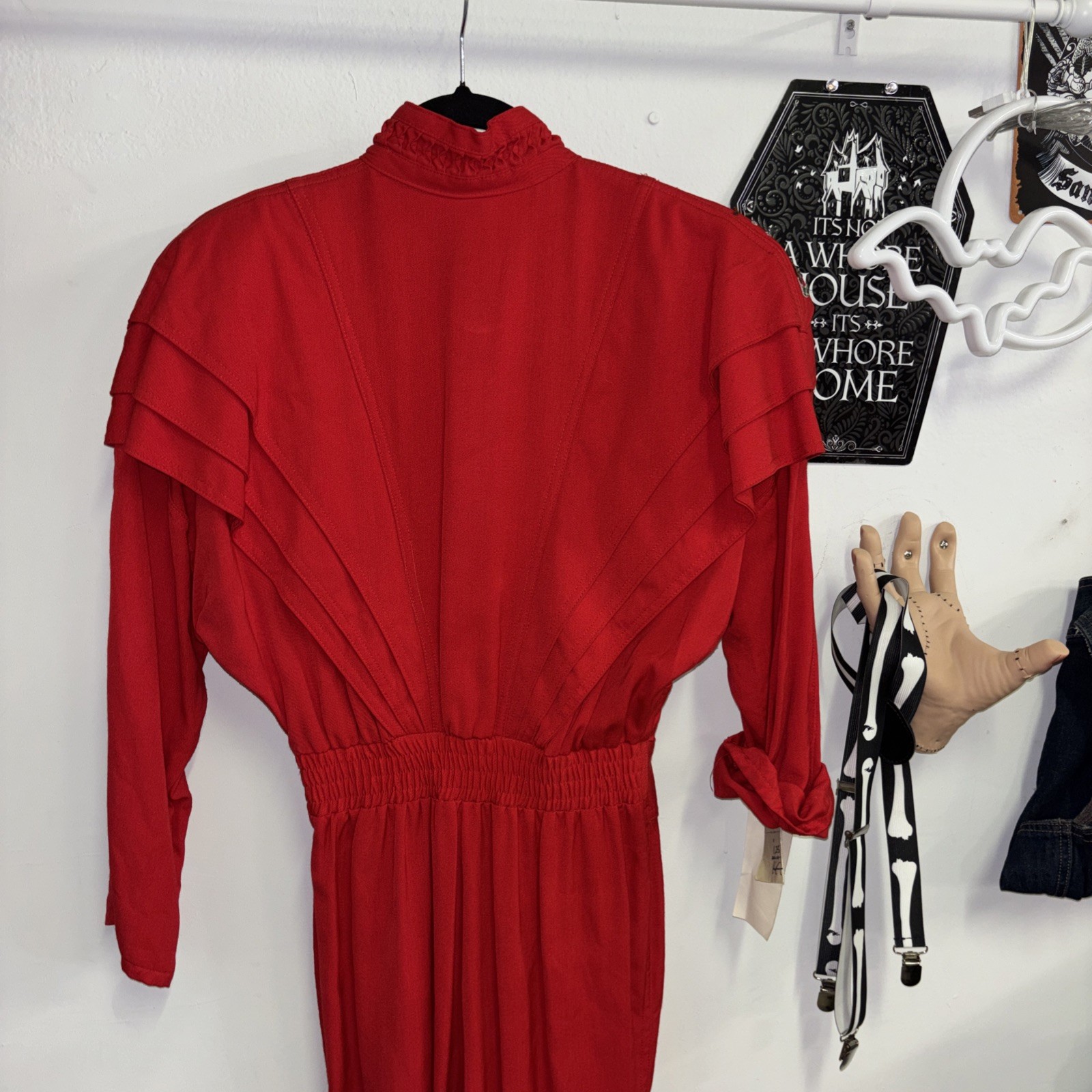 IIF Women’s Vintage 80’s Red Zipper Jumpsuit Made In The USA