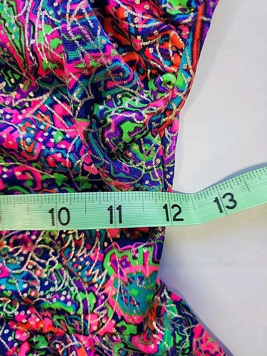 Gantner California Womens Size 10 Psychedelic Neon Colorful 1pc Bathing Suit 80s