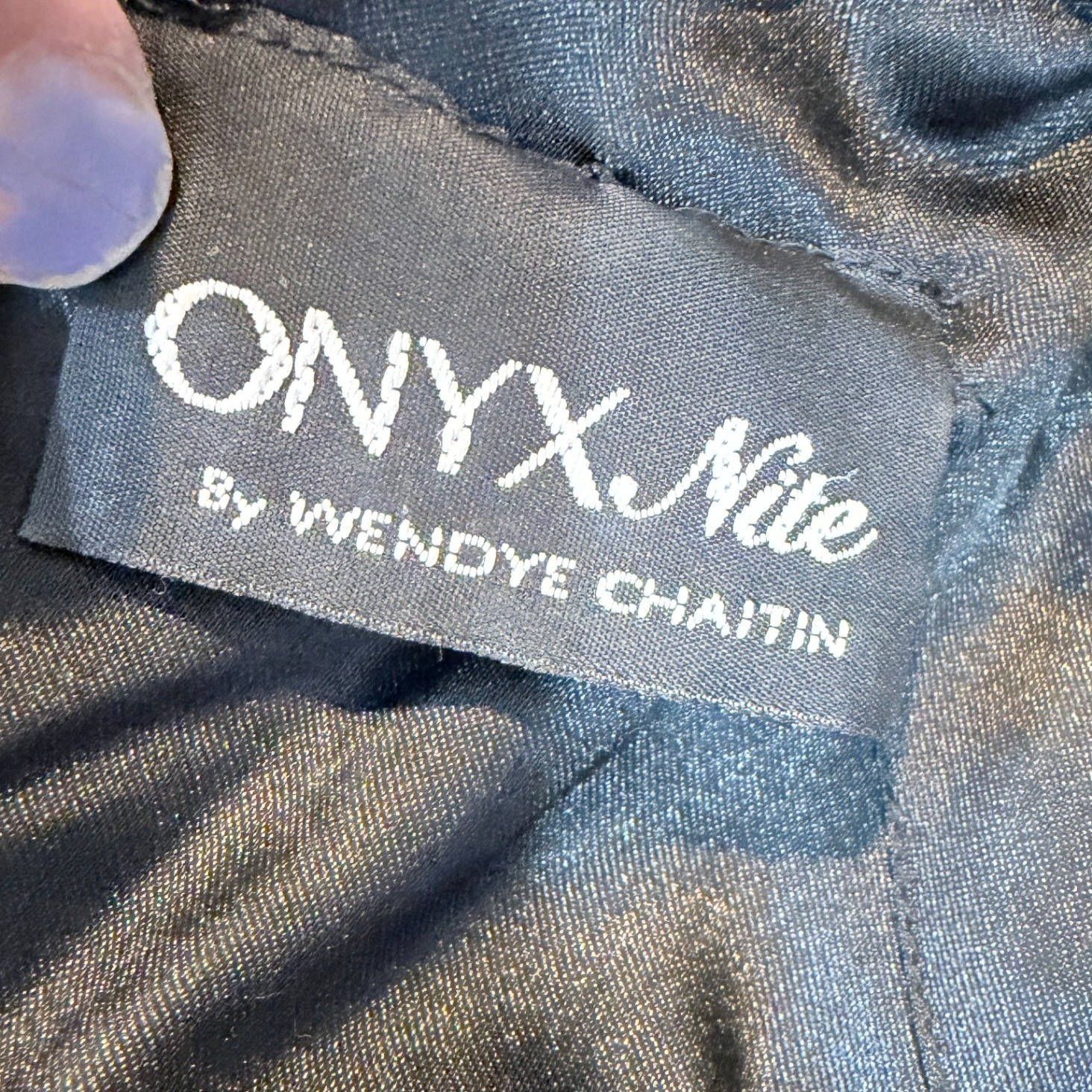 Onyx Nite Black Iridescent Beaded Slip Gown Formal Maxi Dress Vintage 12