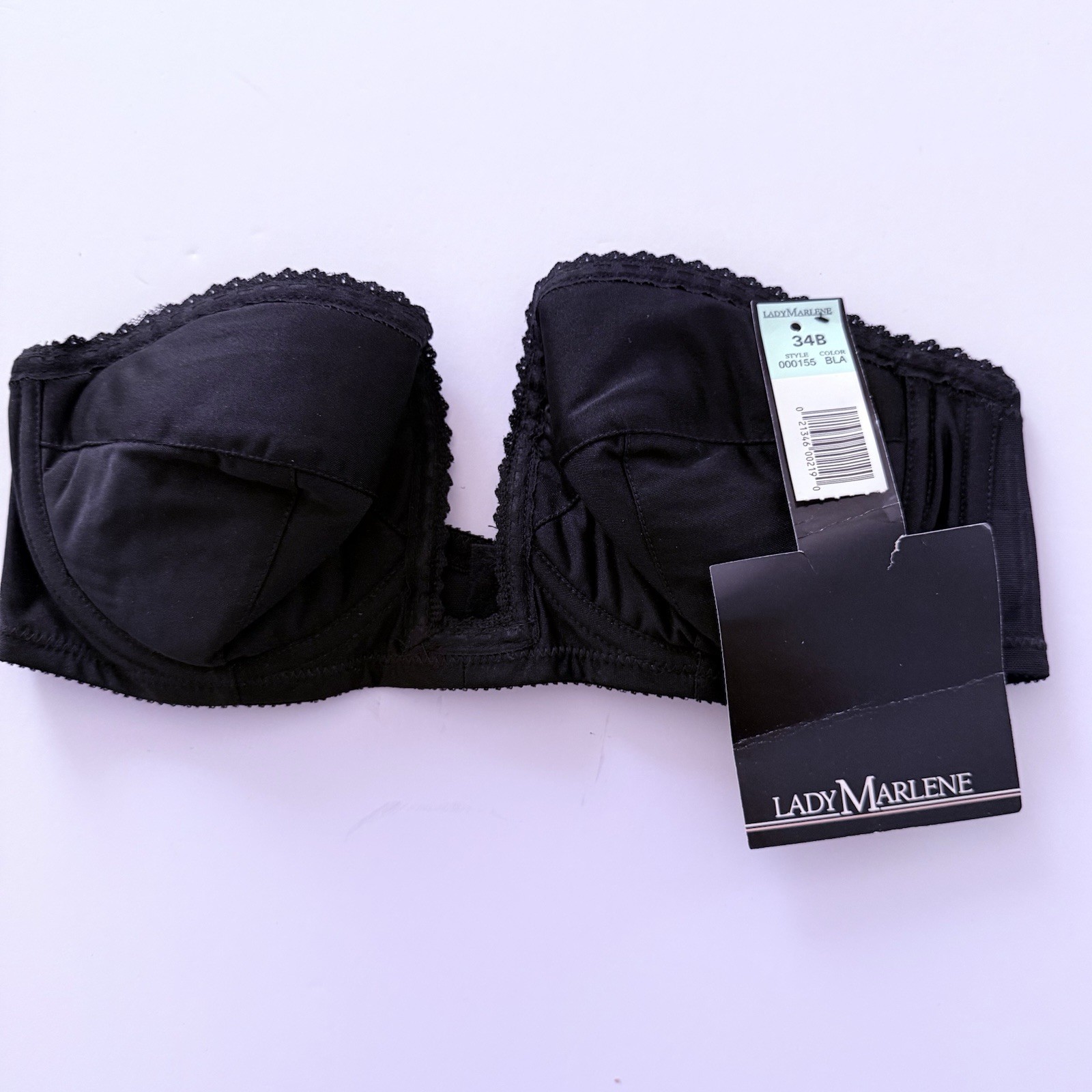Lady Marlene Vintage Strapless Bra Black 32B NWT