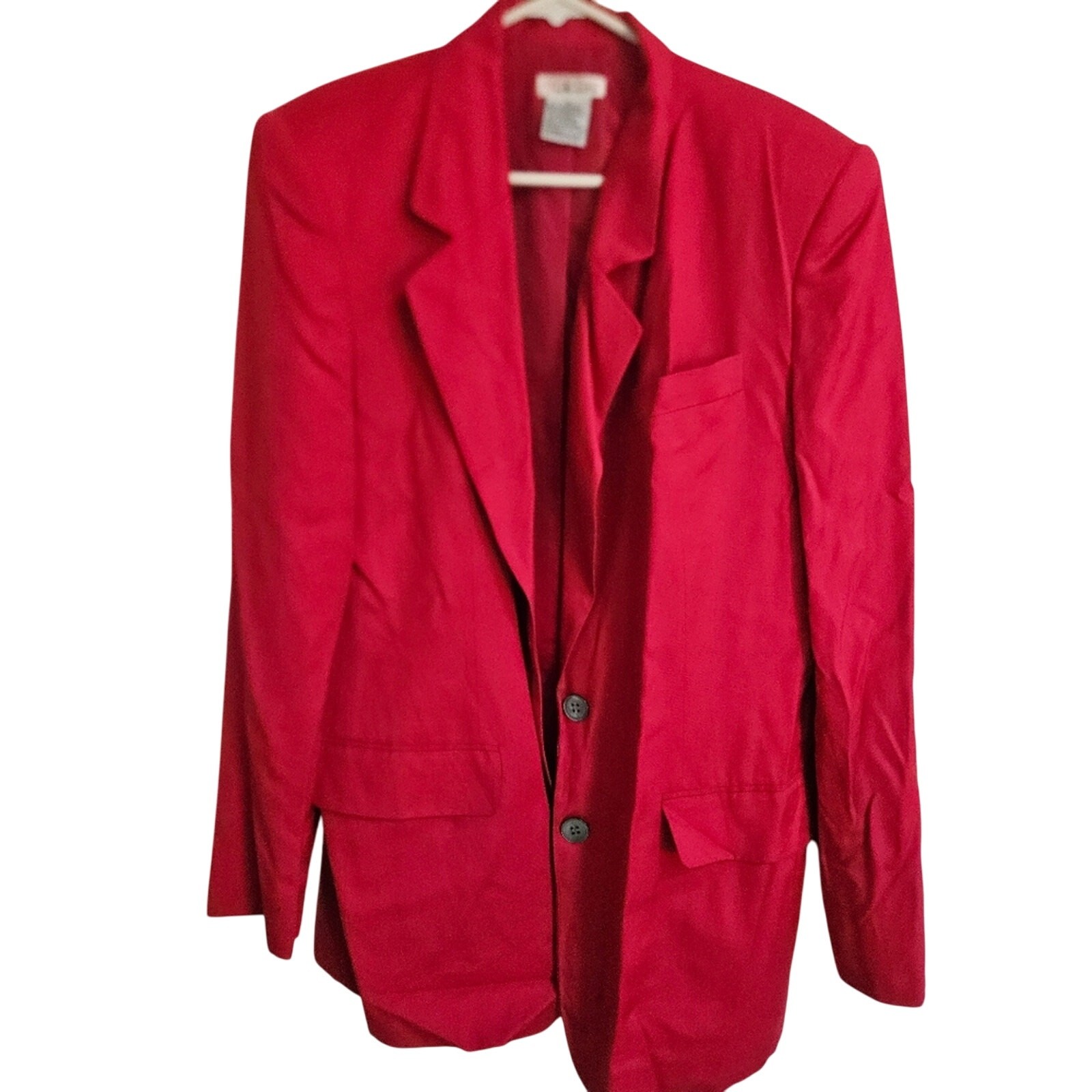 Talbots Blazer Hot Pink Fuchsia Silk Blend Oversized Padded Shoulders Size 12