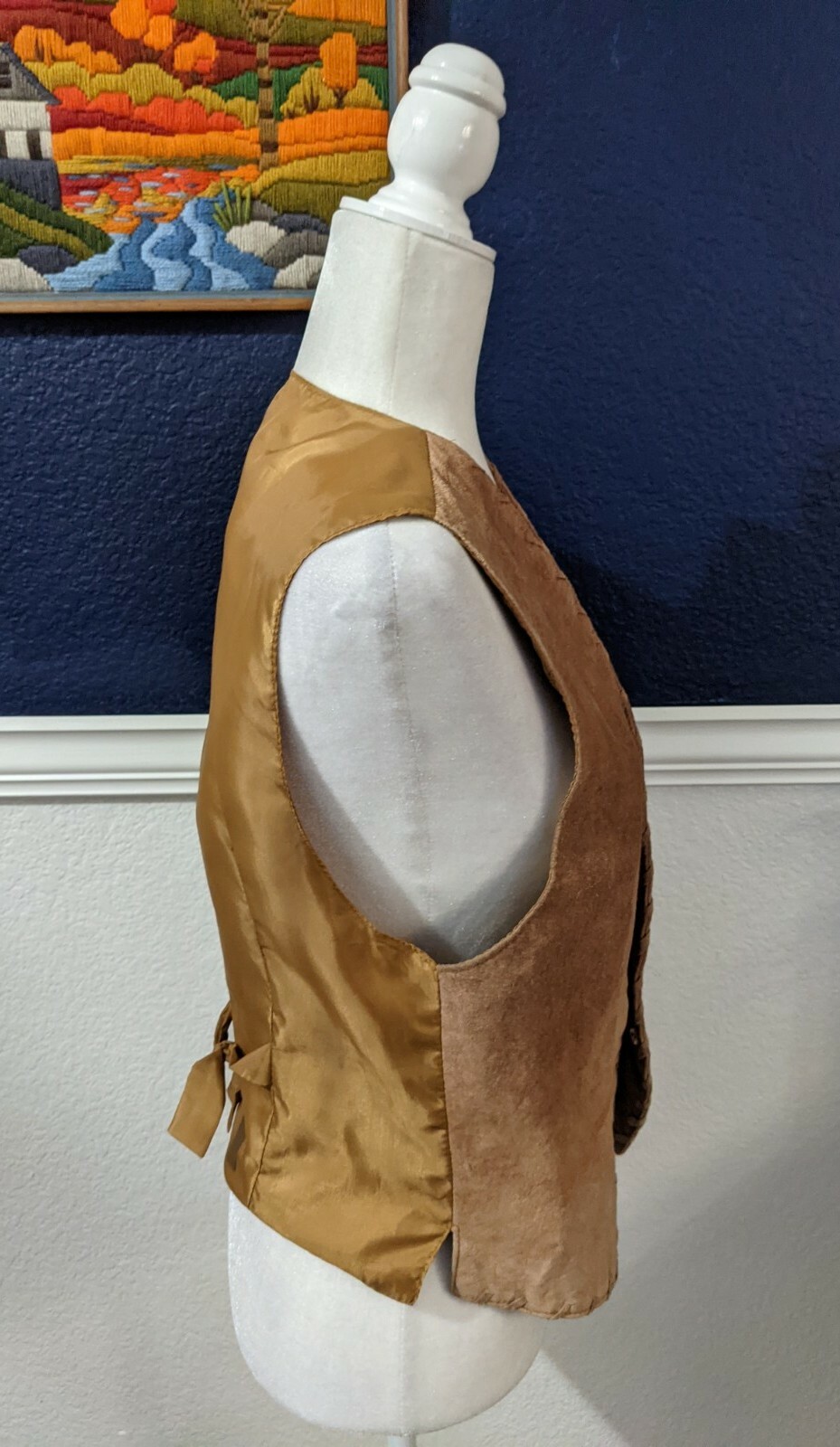 VTG Centigrade 100% Leather Suede Camel Brown Vest Cowboy Western Sz Medium M