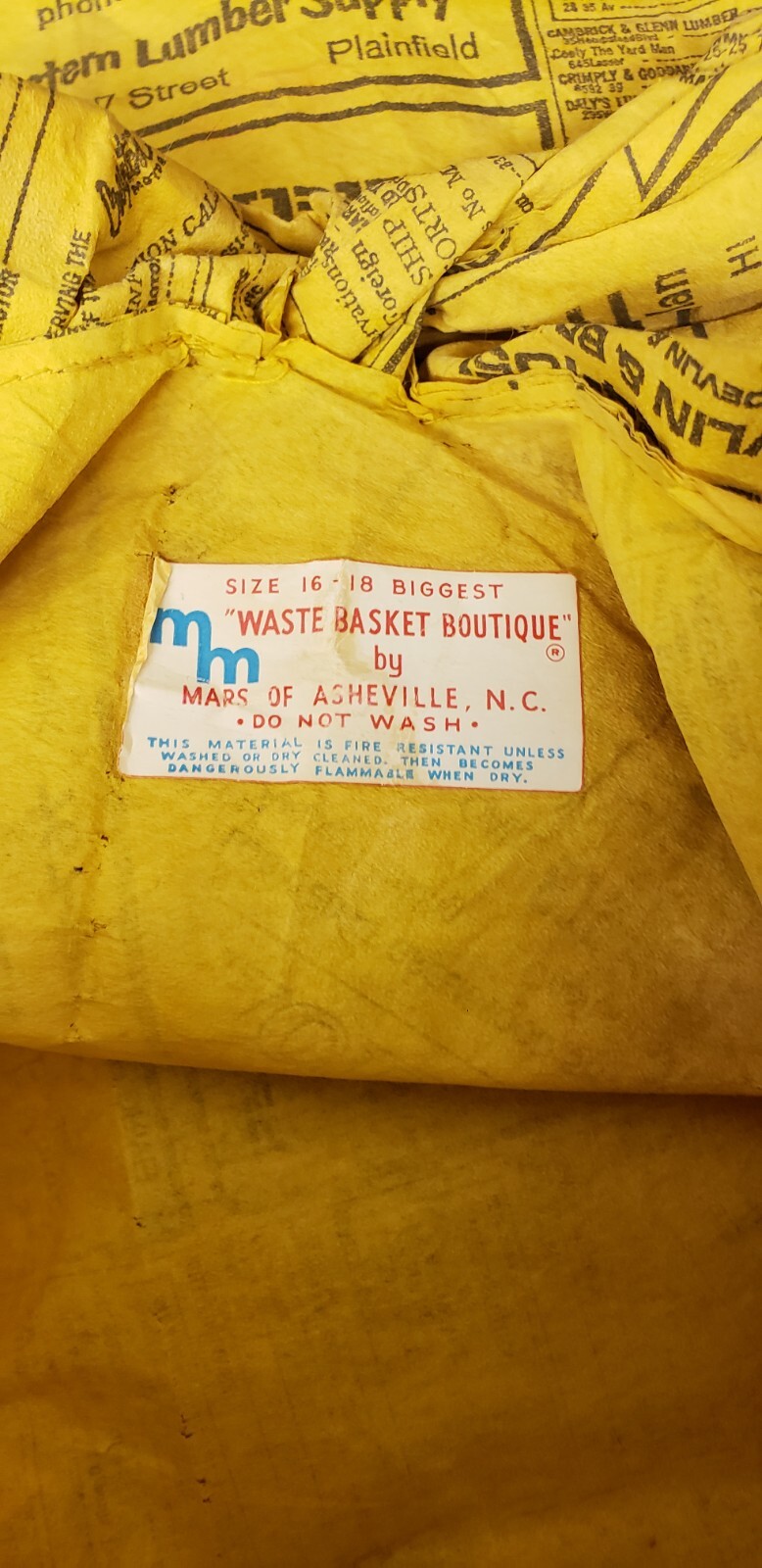 Vintage 1960’s Mod Pop Art Paper Mini Dress Yellow Pages Waste Basket Boutique