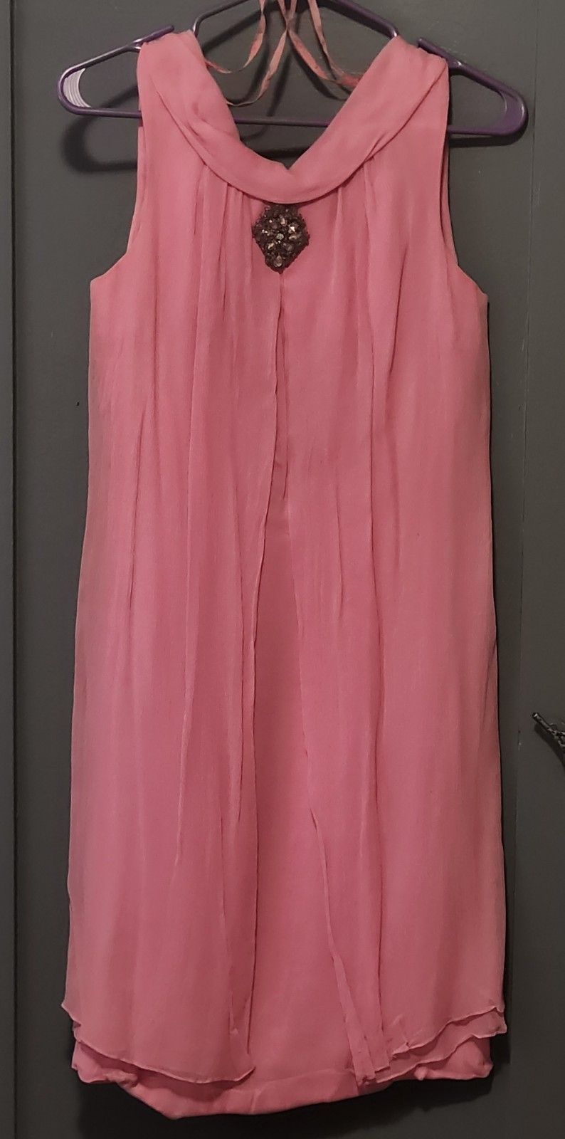 Vintage 1960s pink Cocktail Dress Beaded Layered S