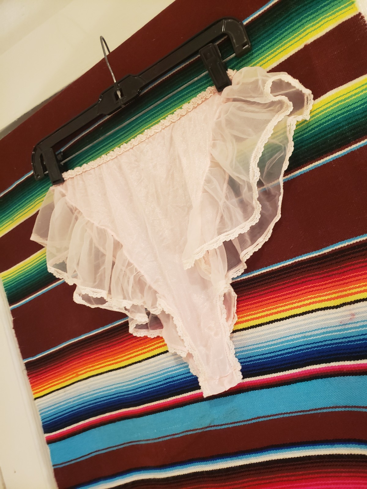 Vtg 70s Tosca Lingerie Panties Light Pink Ruffles Medium High Cut Nylon Sissy