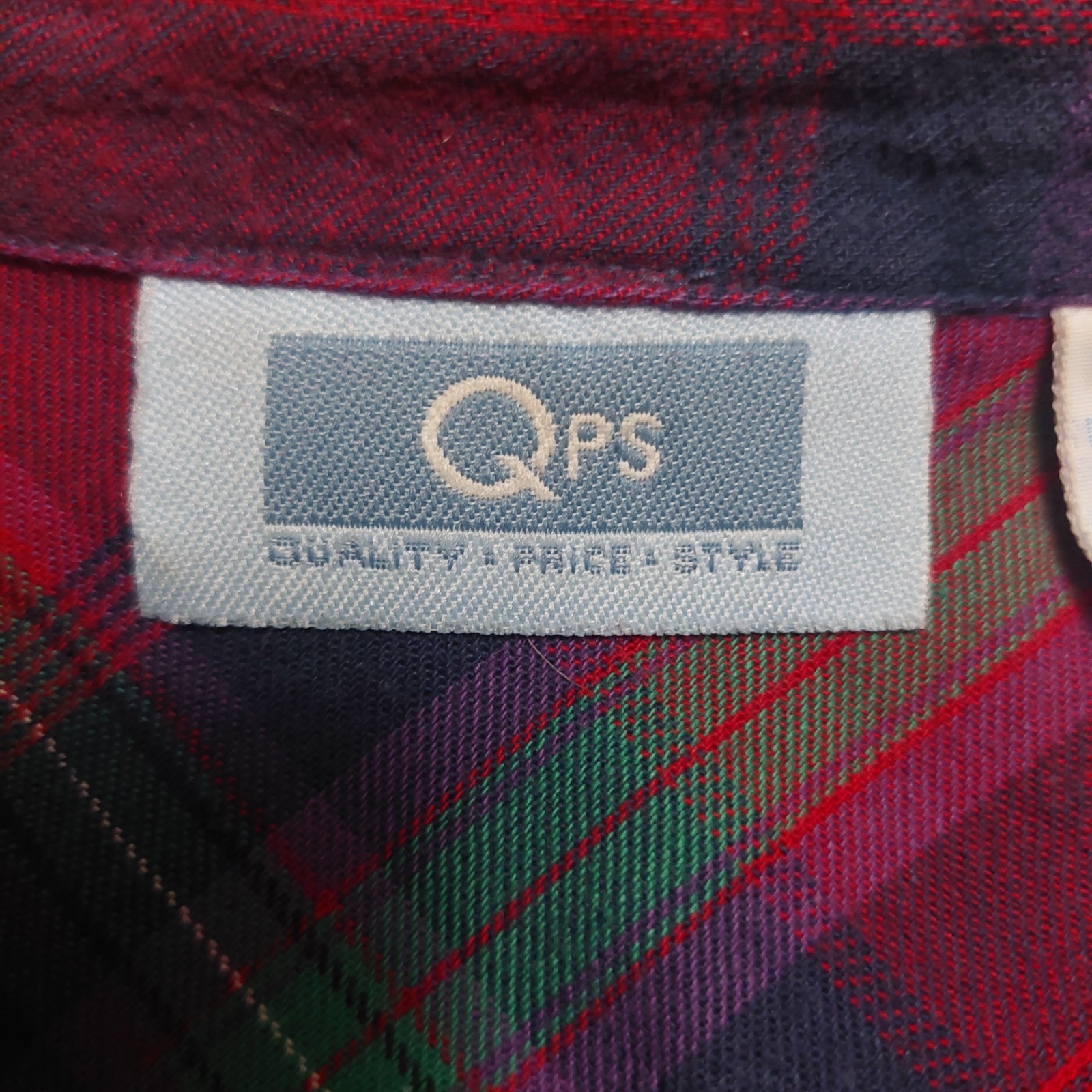 QPS Missy XL Western Mixed Plaid Floral Embroidery Button Down Flannel Pocket