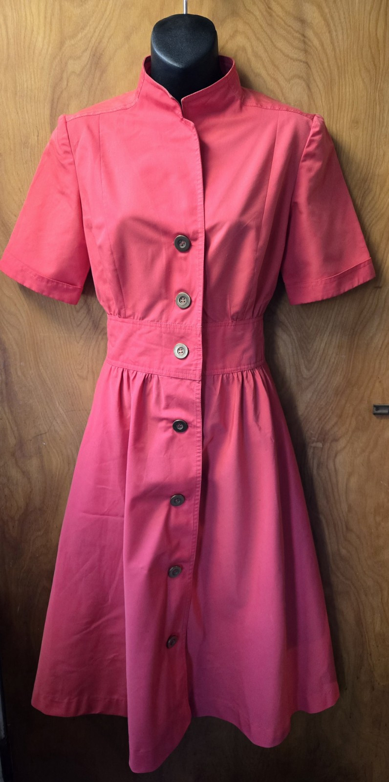 Vintage Anjac Dress Marc Needleman Coral Shirtwaist Wide Inset Waist 10 But 6ish