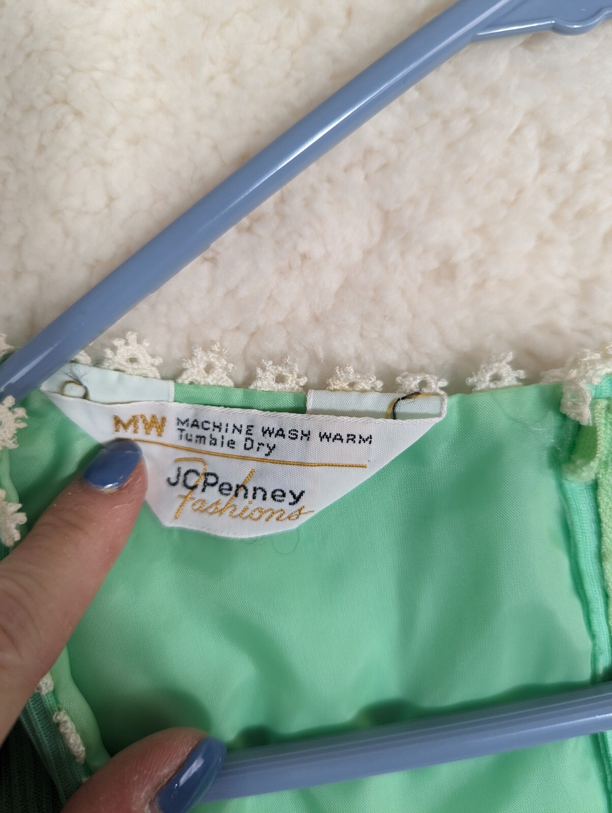Vintage JC PENNEY Fashions Mint Green Dress MAXI Fun Detail Spring Church
