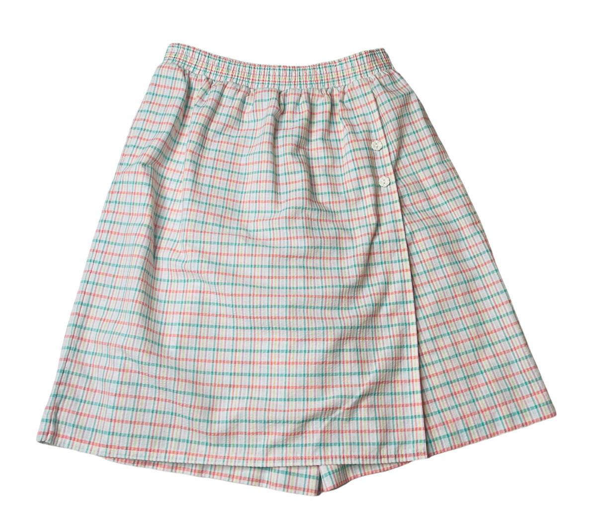 Vintage Womens Cape Cod Sportswear White Plaid Wrap Skort/Skirt & Shirt Set Sz S