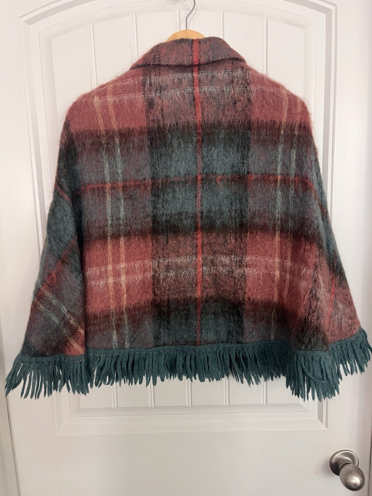 Andrew Stewart Vintage Cape Poncho in Wool & Mohair Woven in Scotland Plaid 319