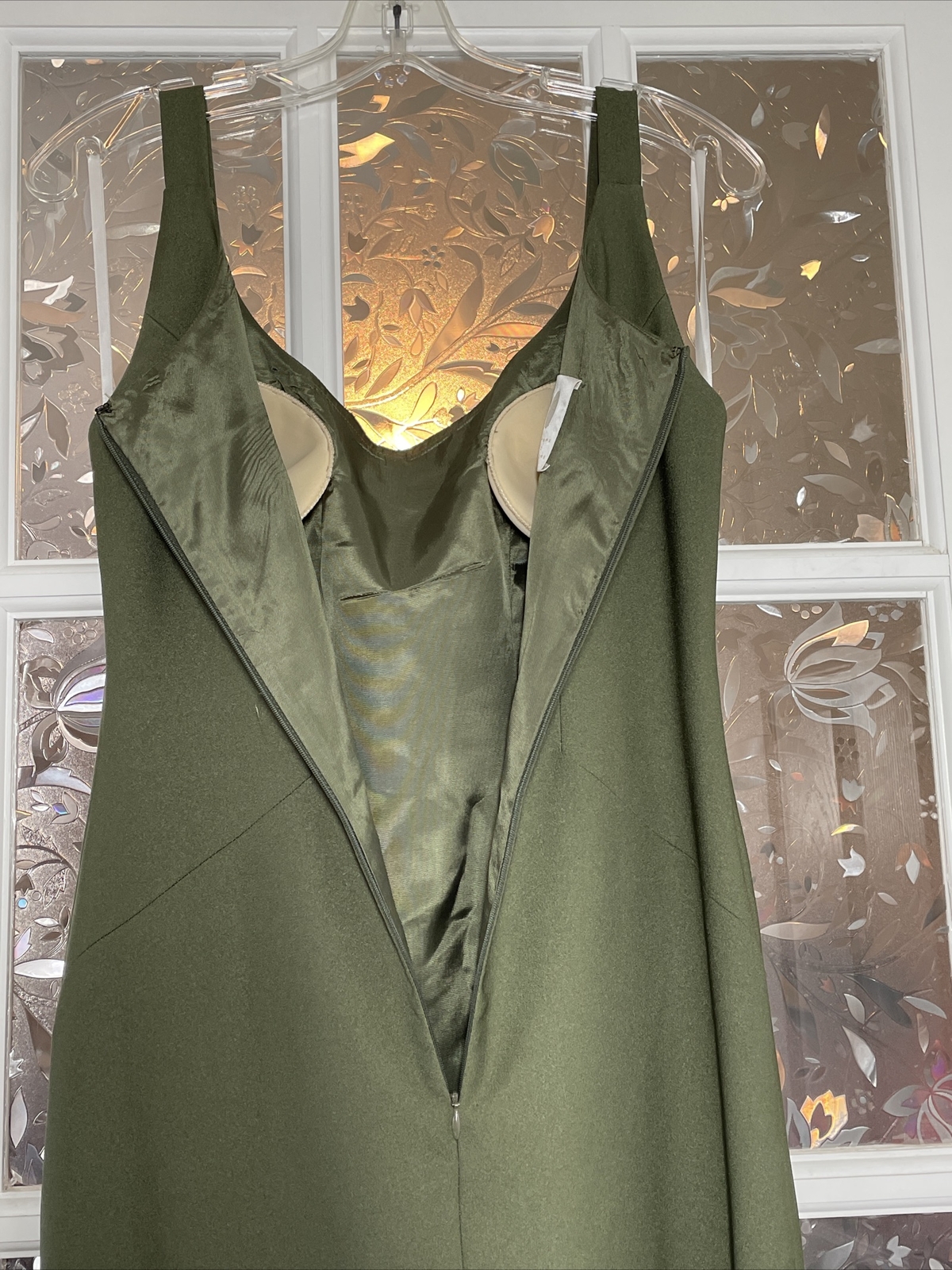 Vintage USA 1980s Watters and Watters Olive Green 2 Piece Dress Size 6