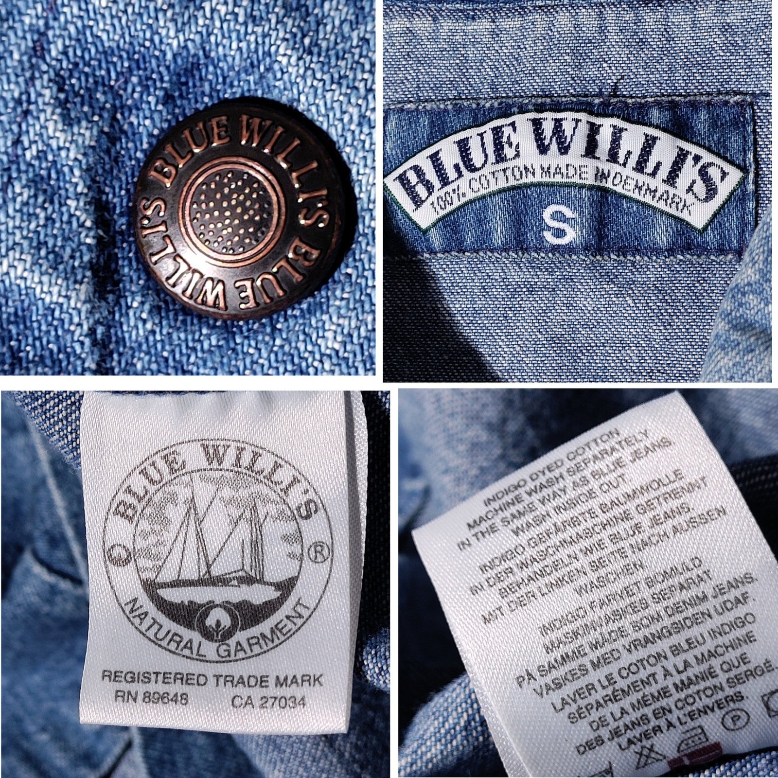 Blue Willis Denim Skirt Set Women Vintage 90s Shirt Sz S, Skirt Sz M, – stained