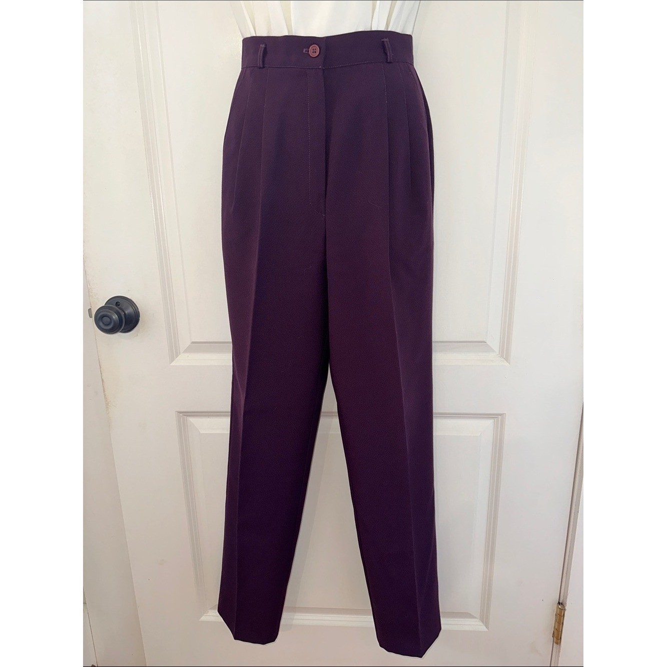 Vintage 70s Smart Pants Brand High-Waist Tailored Trousers in Deep Plum