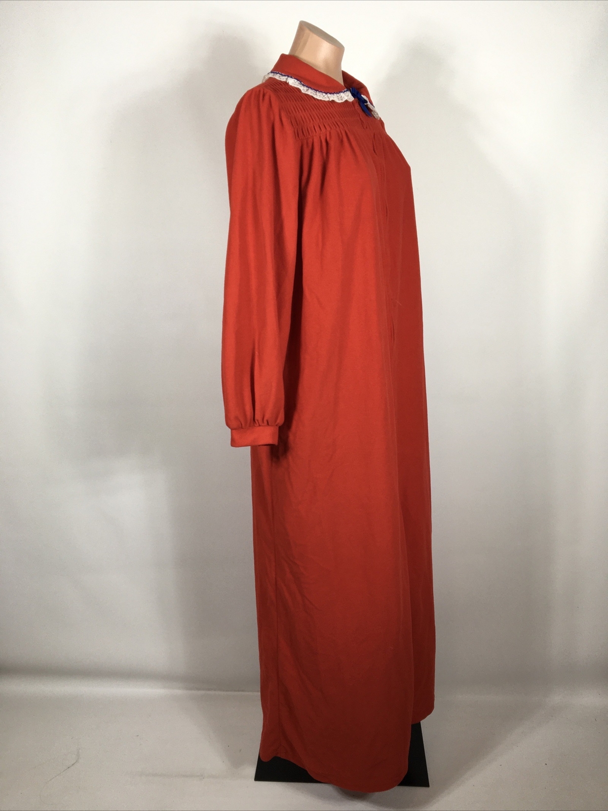 Vtg 70s Jennifer Dale NIGHTGOWN RED Floral Long Full Length Gown 13 ROBE UNION