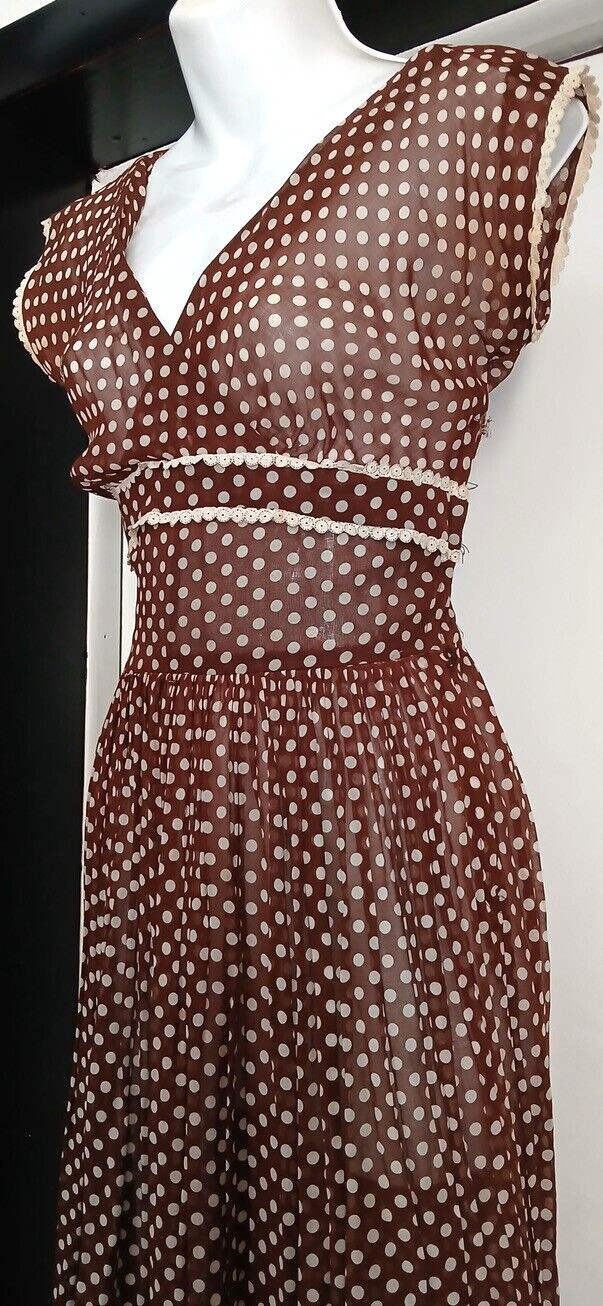 Darling Vintage Gay Gibson sheer Polka Dot dress 50s XS Lolita Rockabilly