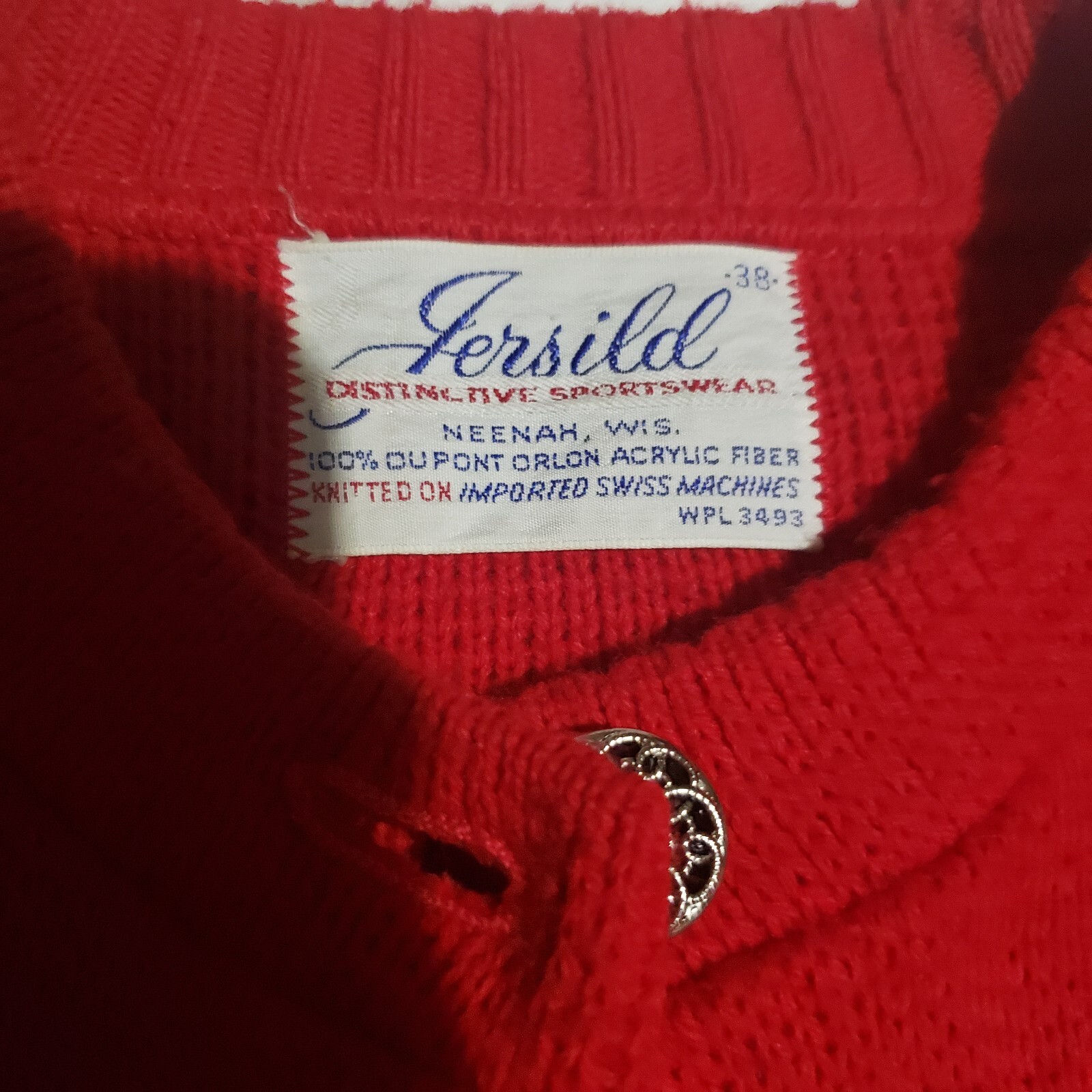 JERSILD Button Cardigan Sweater Nordic Fair Isle Women’s Acrylic USA 38 Med VTG