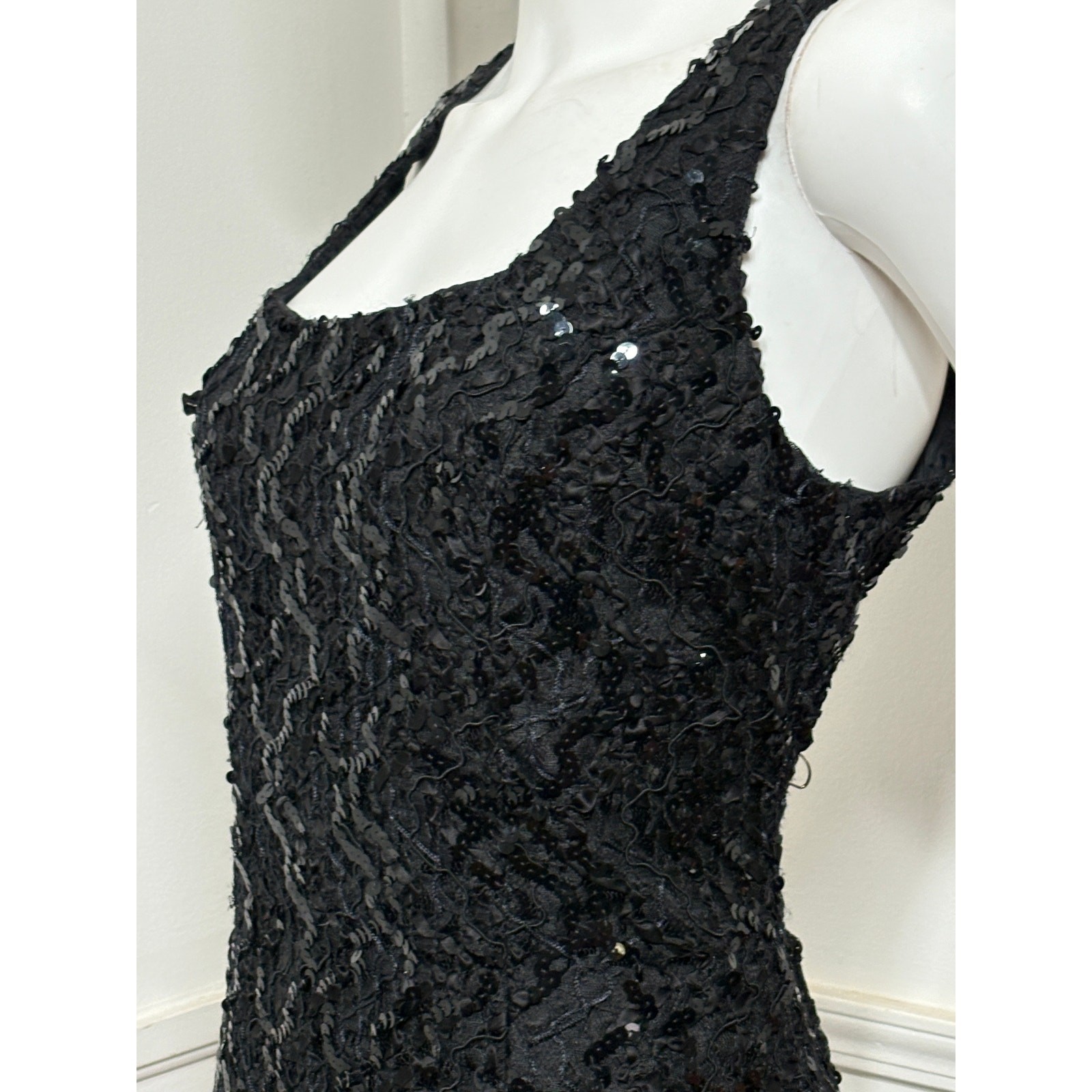 Extra Large 1980s Vintage Sequined Carwash Hem Mini Dress by HW Collections