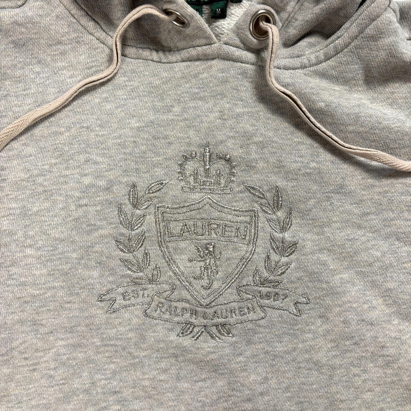 Vintage Ralph Lauren Active Womens Embroidered Sweatshirt Gray M Cropped Hoodie