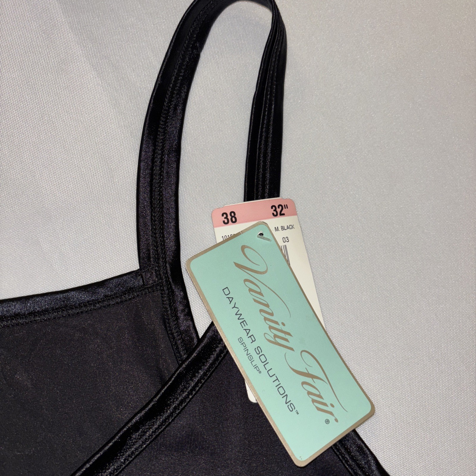 Vanity Fair Black Satin Full Slip Dress NWT Size 38 / 32” Length Vintage Style
