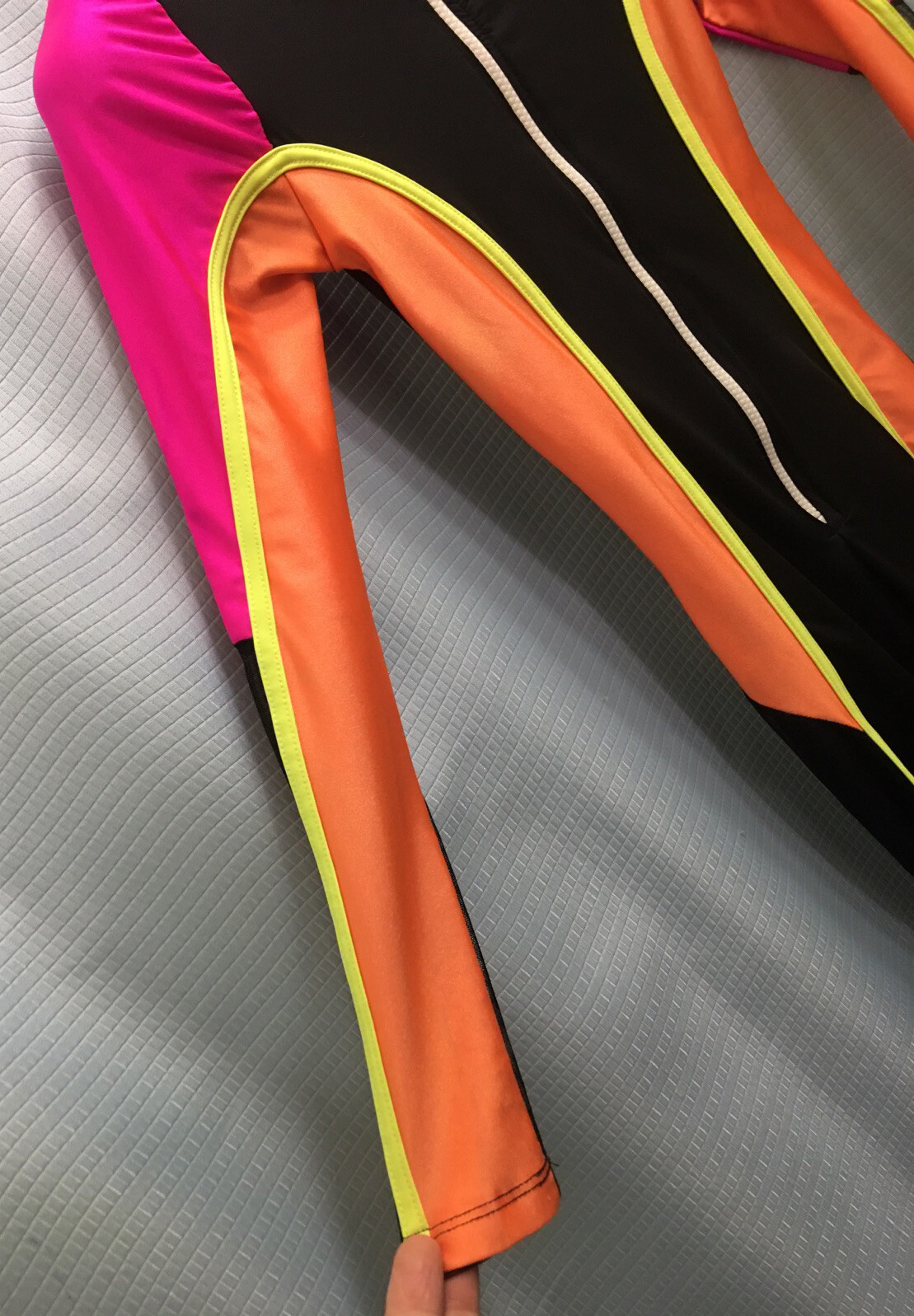 S Vintage AEROBICS JAZZ DANCE ZUMBA Lycra Bike NEON Lyotard LIPS INC Made In USA