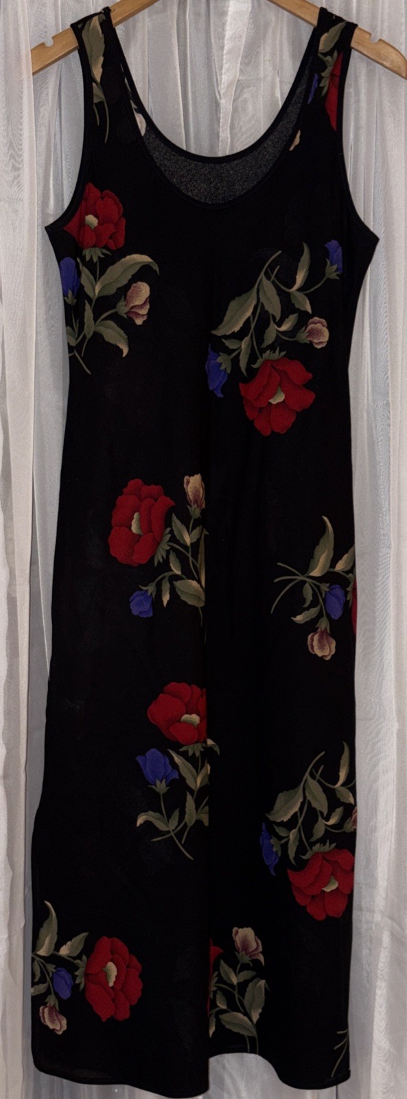 VTG Colesce Couture Long Gown Lingerie Womens Petite Small Dark Floral Ravencore