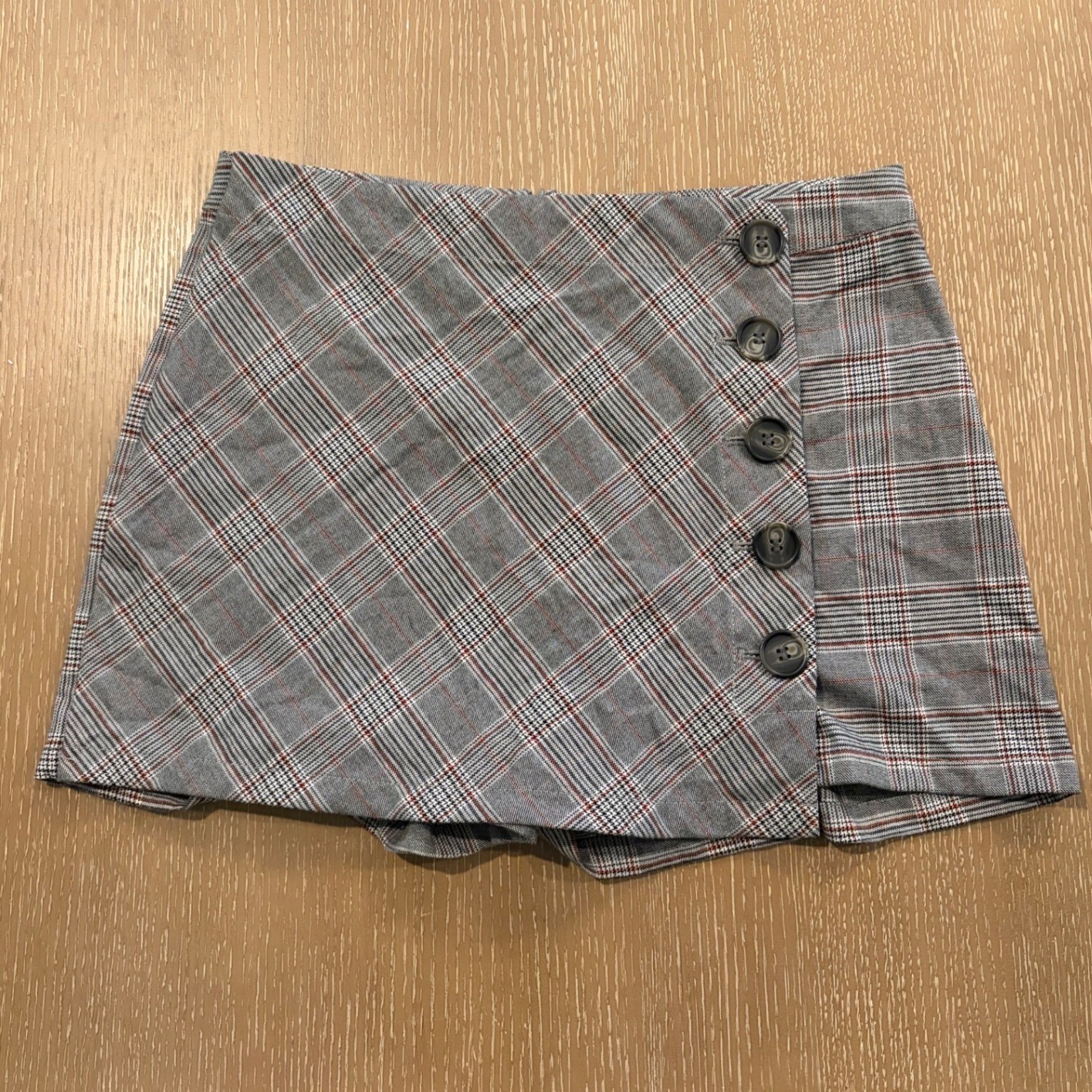 Vintage 00s Y2K Anti-Blue by Blue Spice Gray Plaid Mini Skirt 13 Skort
