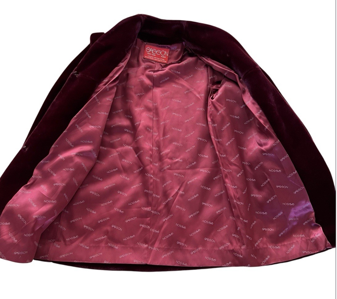 Sasson NY Paris Vtg 1980’s Plush Faux Fur Coat Wine Burgundy Sz 6