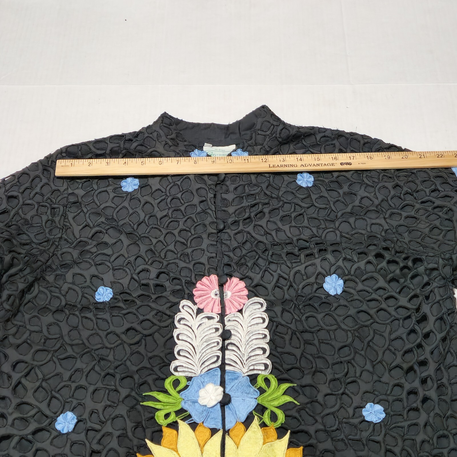 Queen Caro Of Honolulu Vtg Floral Embroidered Applique Jacket Hawaiian Art Wear