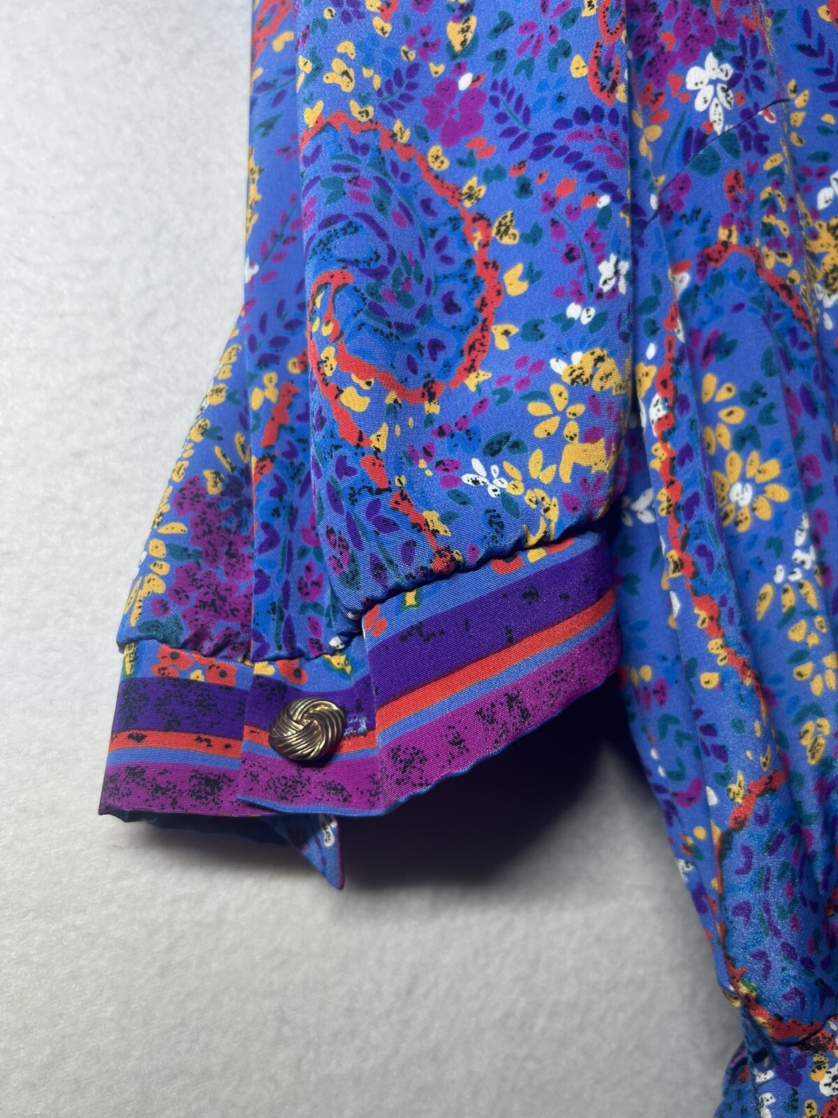 Vintage Lorac Original by Lady Carol 70s Belted Colorful floral paisley dress L