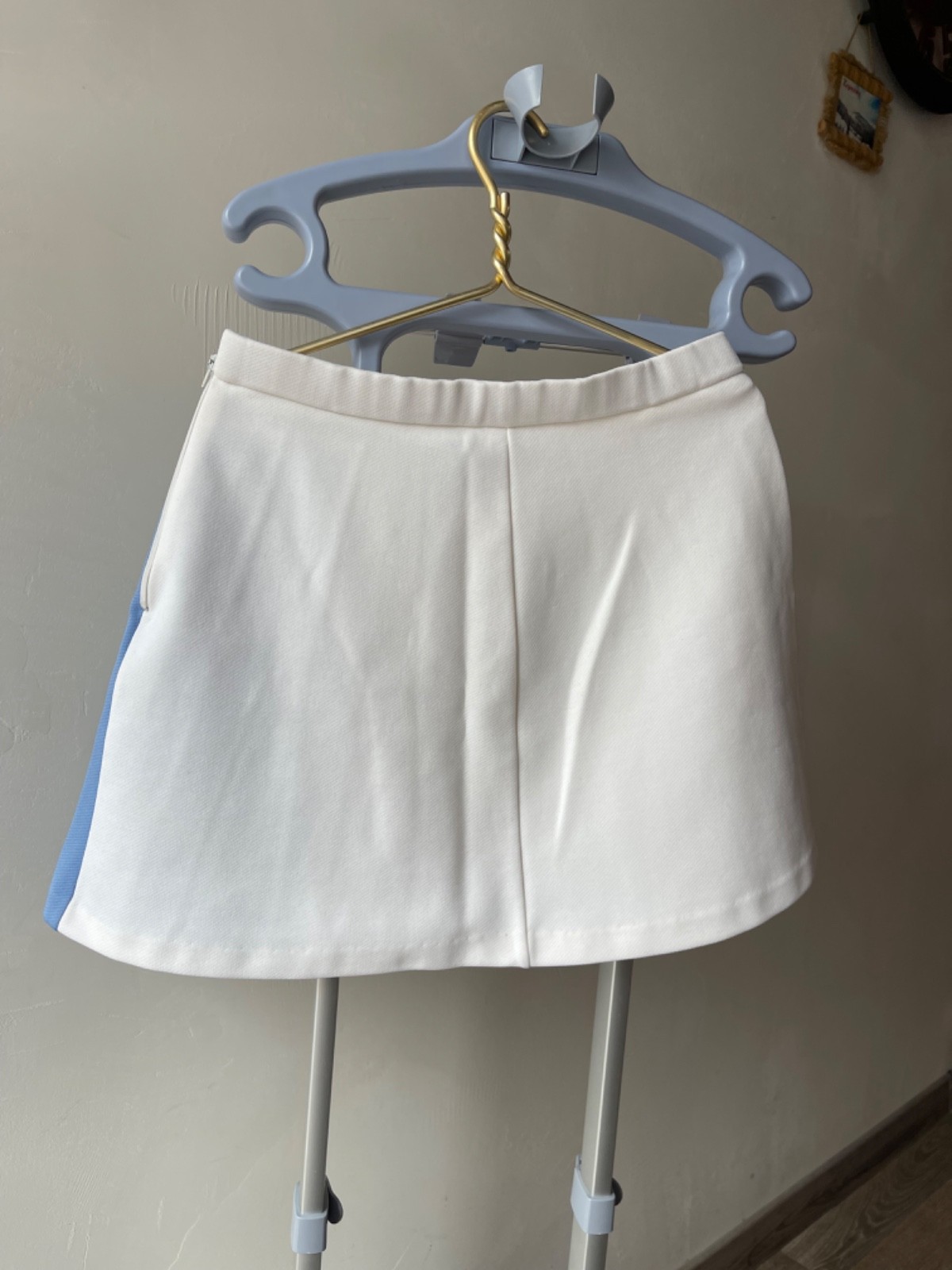 Lacoste Tennis Skirt Chemise Vintage White Blue Made in France 70s 80s Retro SzS