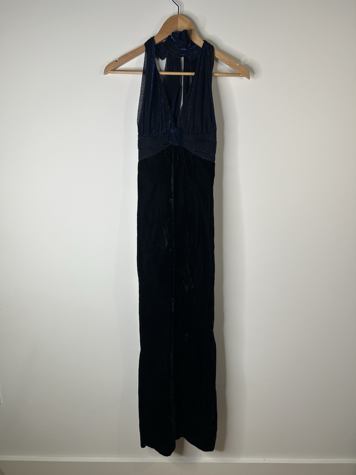 Vintage 1990’s Zum Zum Dress Women’s 5/6 Black Velvet Halter Gown Prom