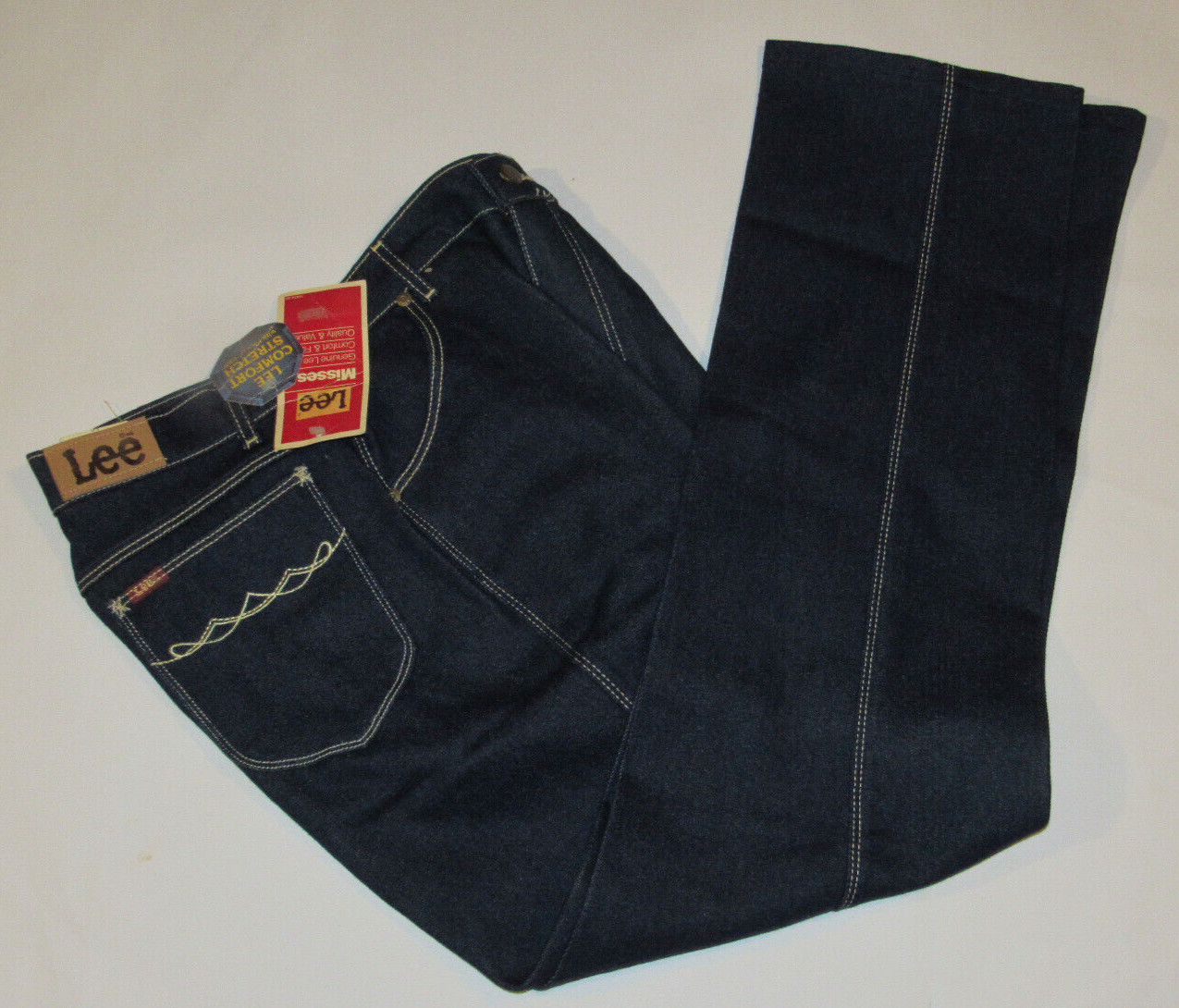 VTG UNUSED 1980s LEE MISSES STRETCH DENIM BLUE JEANS! 'THE JEANS THAT FIT’! 16