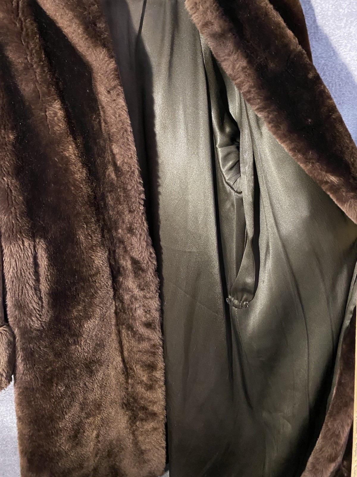 Vintage C.E. Carlson Co Spokane Dark Brown Fur Coat Mid-Century Plush